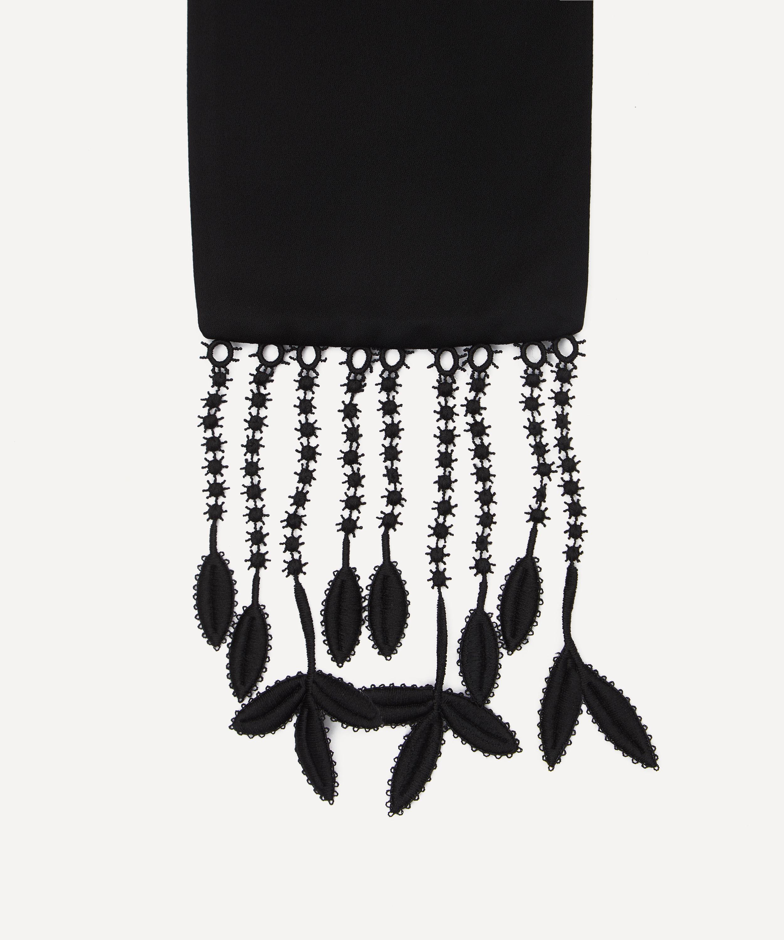 Toteme - Black Guipure Lace Fringed Tuxedo Scarf image number 2