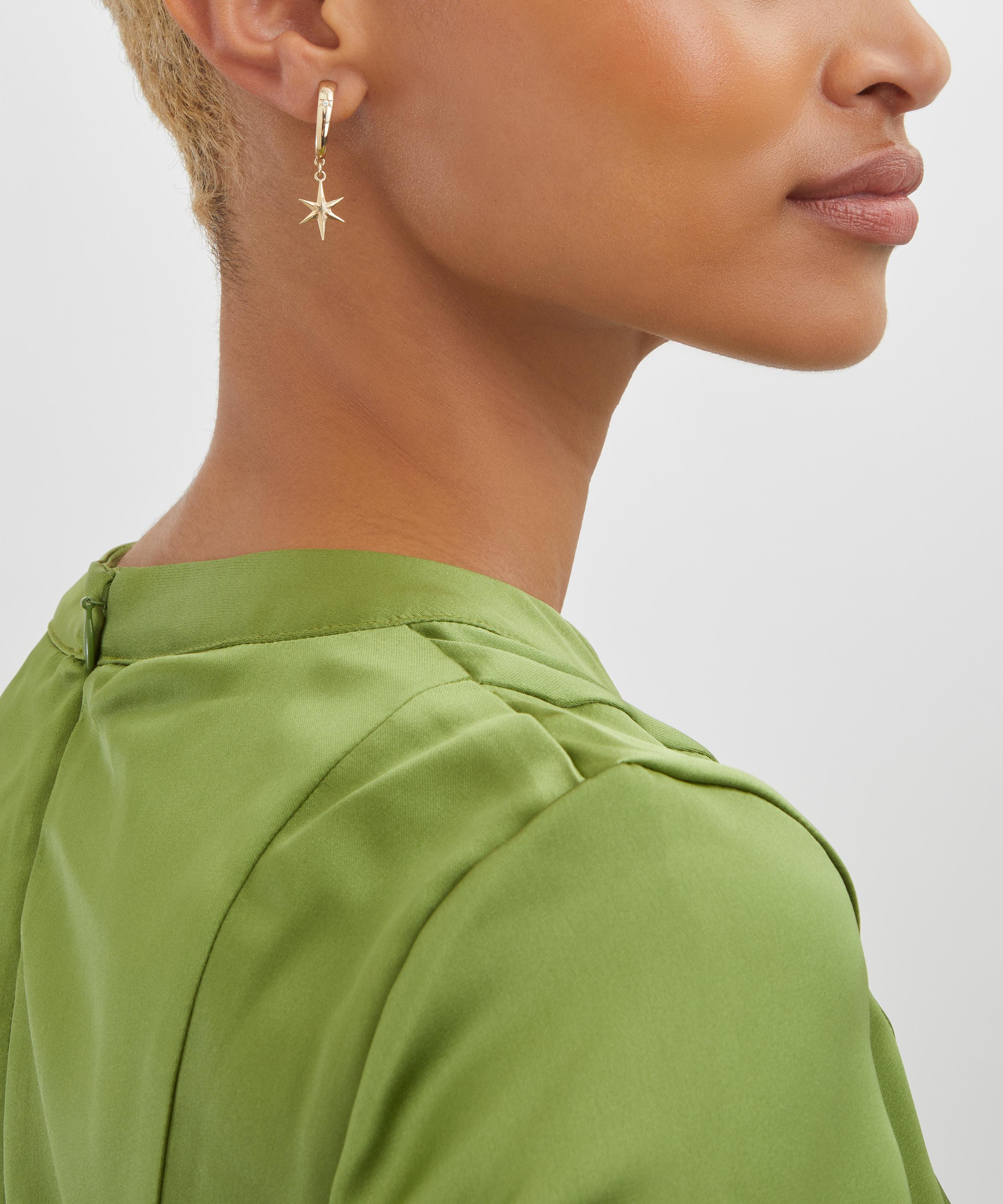 Liberty - 9ct Gold Ianthe Star Diamond Drop Hoop Earrings image number 1