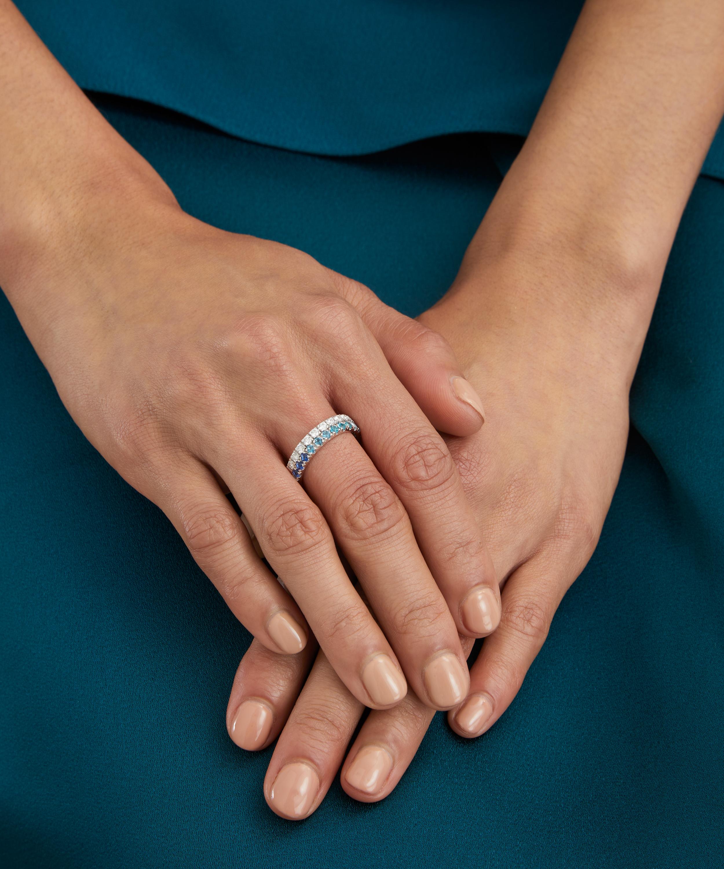 Liberty - 18ct White Gold Blue Stone Tennis Ring image number 1