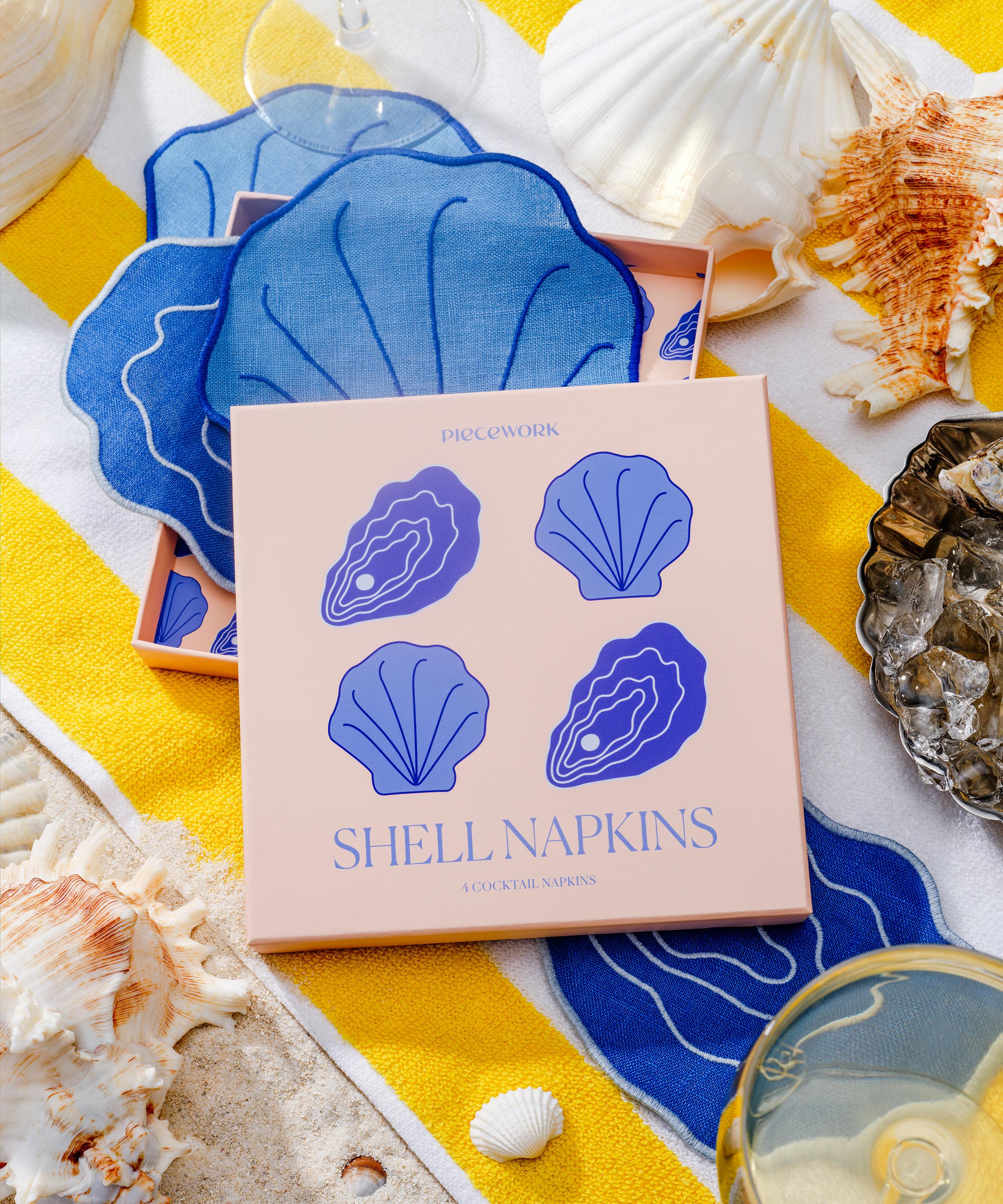 Piecework - Shell Linen Cocktail Napkins Set of Four image number 2