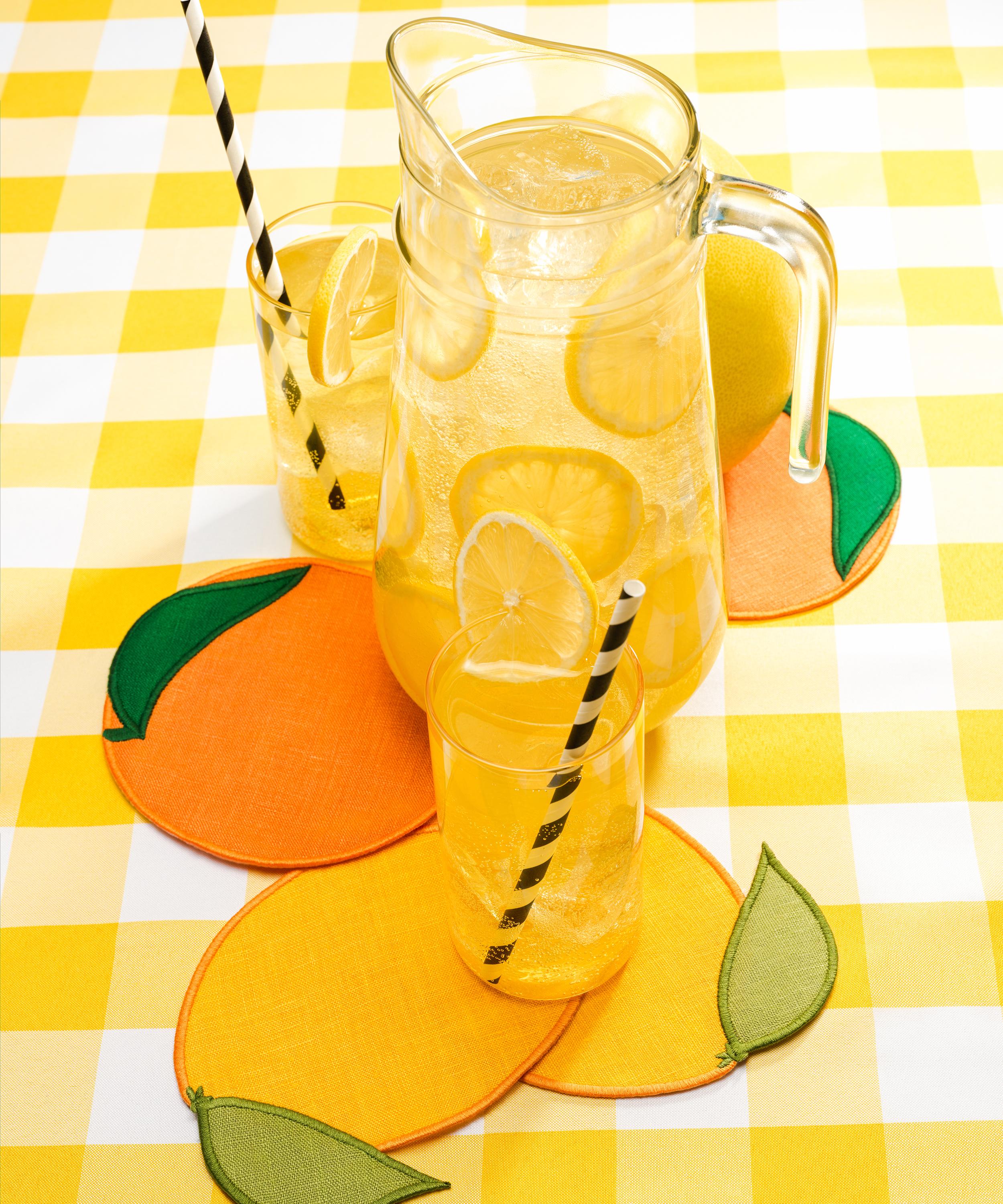 Piecework - Citrus Fruit Linen Cocktail Napkins Set of Four image number 1