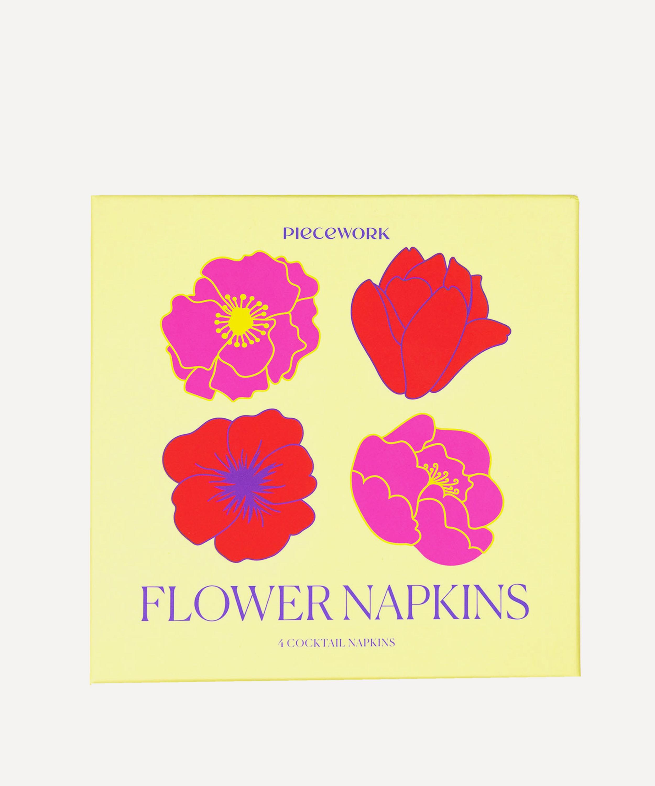 Piecework - Flower Linen Cocktail Napkins Set of Four image number 3