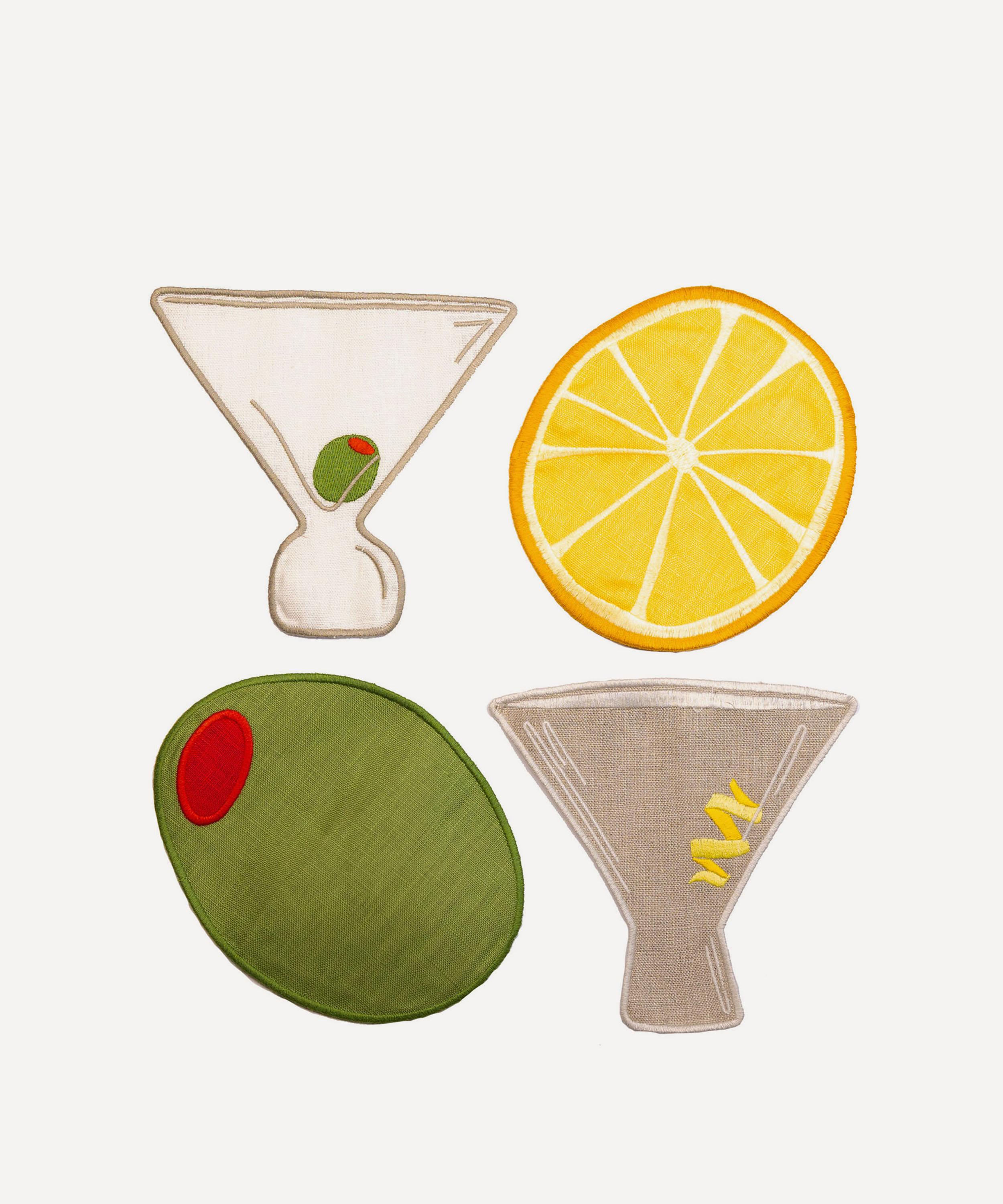 Piecework - Martini Linen Cocktail Napkins Set of Four