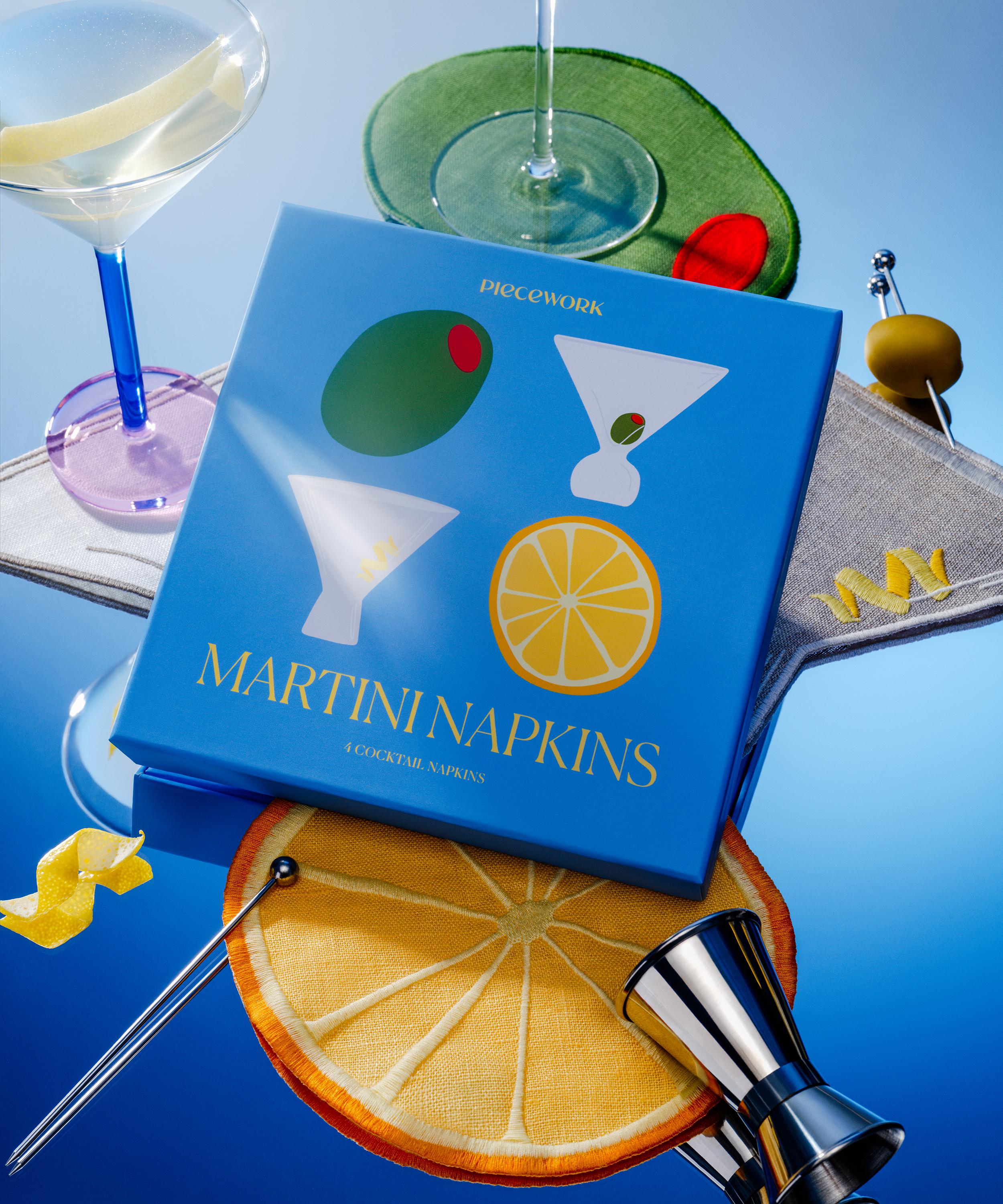 Piecework - Martini Linen Cocktail Napkins Set of Four image number 2