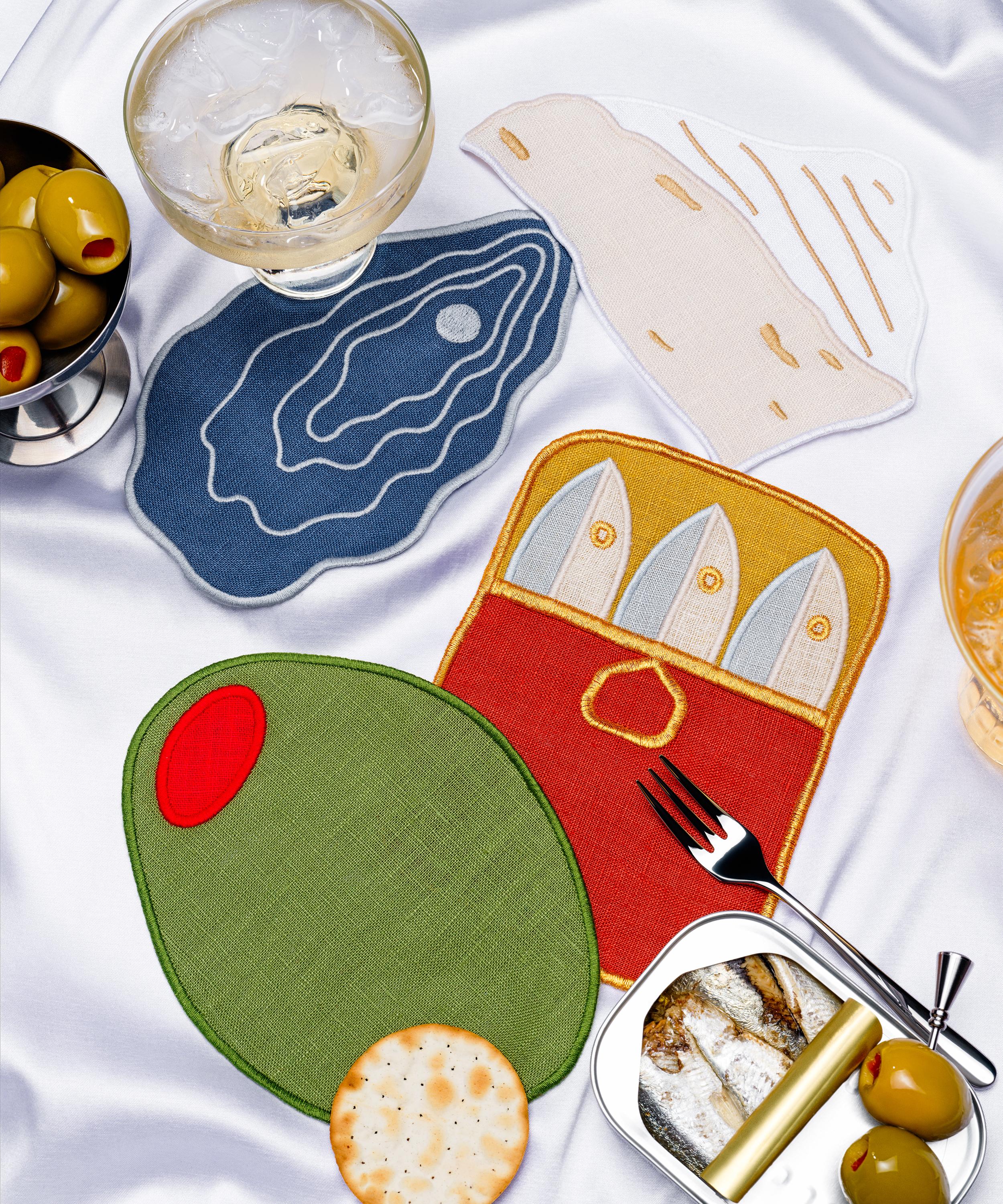 Piecework - Hors D’Oeuvres Linen Cocktail Napkins Set of Four image number 1