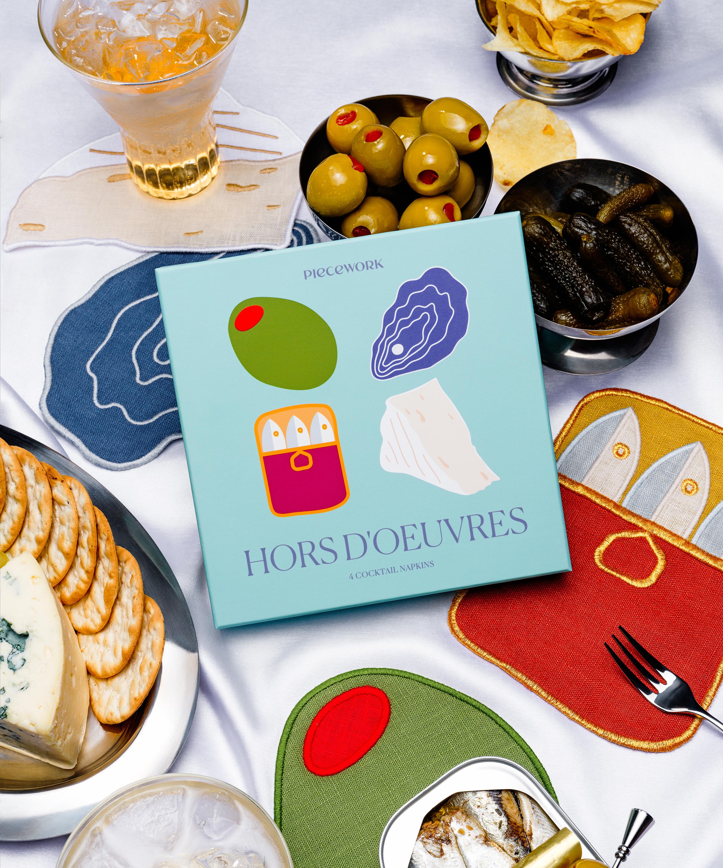 Piecework - Hors D’Oeuvres Linen Cocktail Napkins Set of Four image number 2