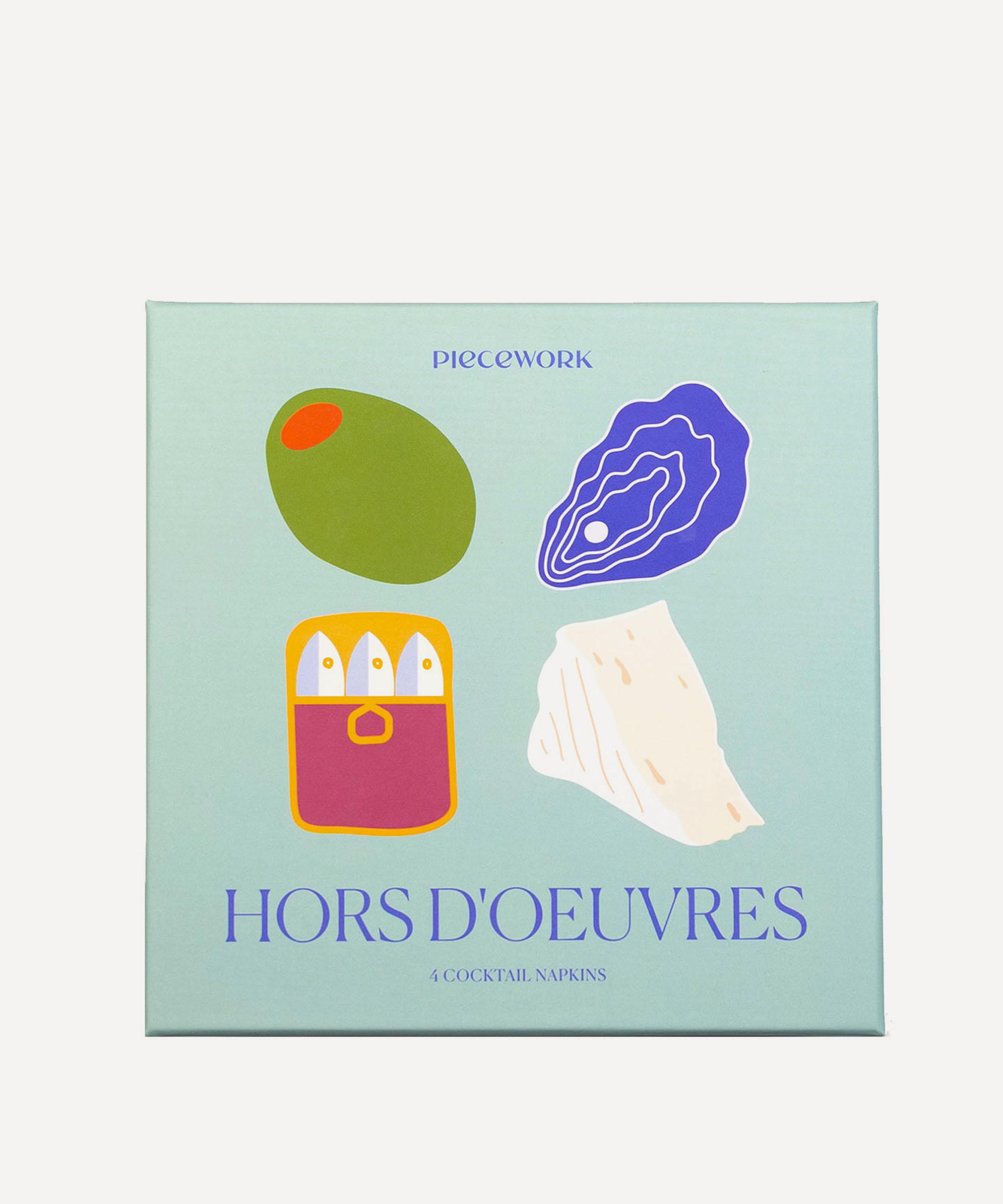 Piecework - Hors D’Oeuvres Linen Cocktail Napkins Set of Four image number 3
