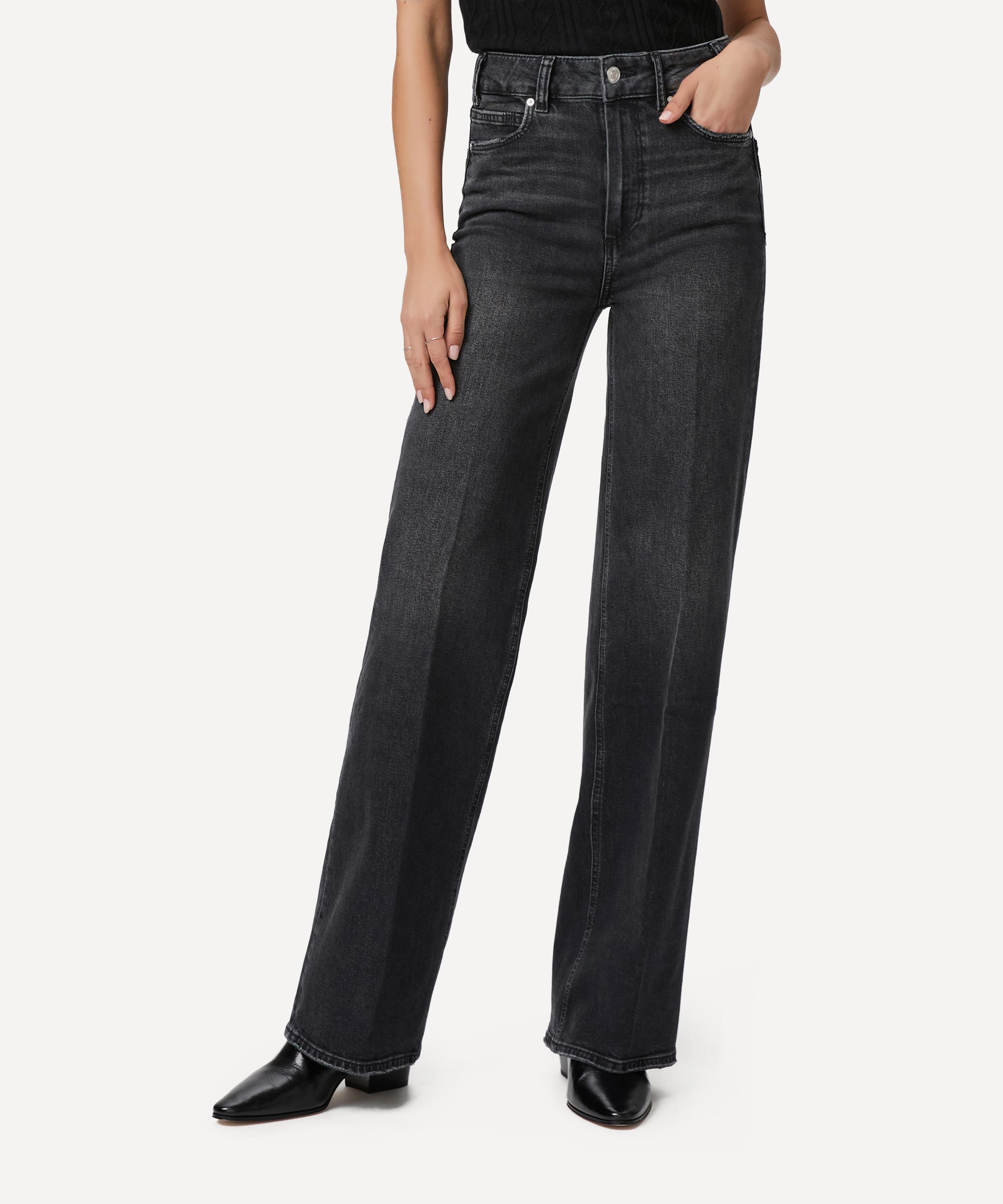 Paige - Sasha 32 &rdquo; Wide-Leg Jeans in Viper Black Distressed image number 2