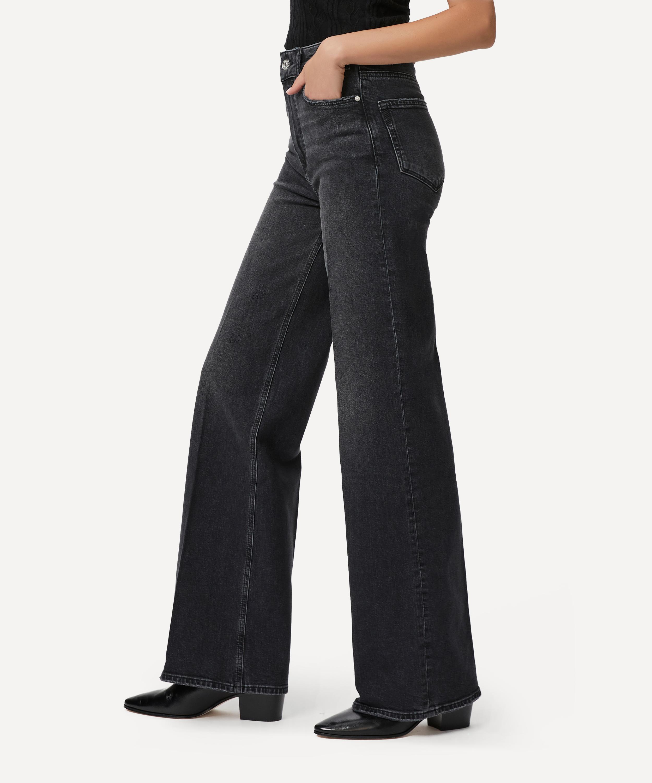 Paige - Sasha 32 &rdquo; Wide-Leg Jeans in Viper Black Distressed image number 3