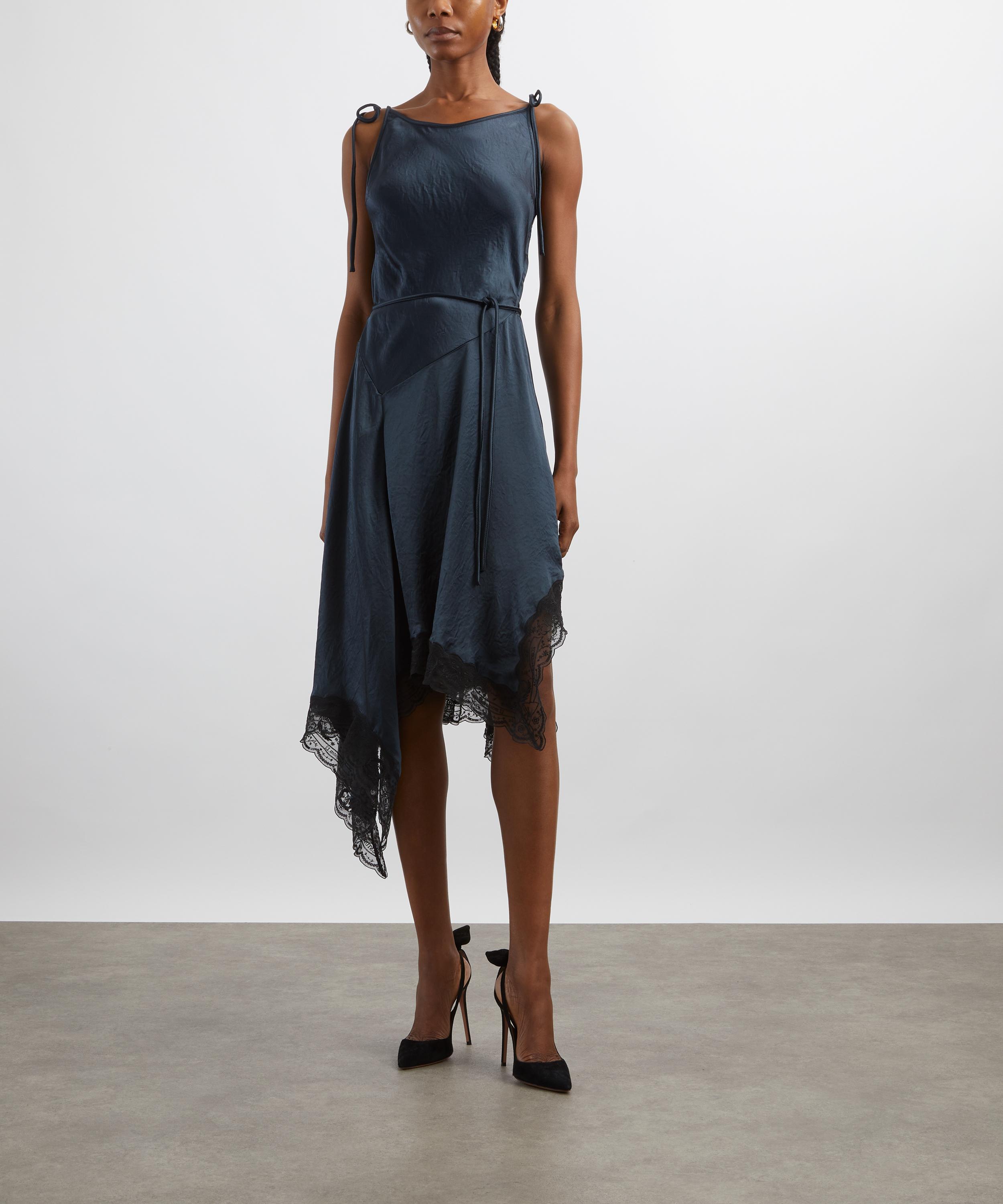 Acne Studios - Petrol Blue Satin Lace Dress image number 2
