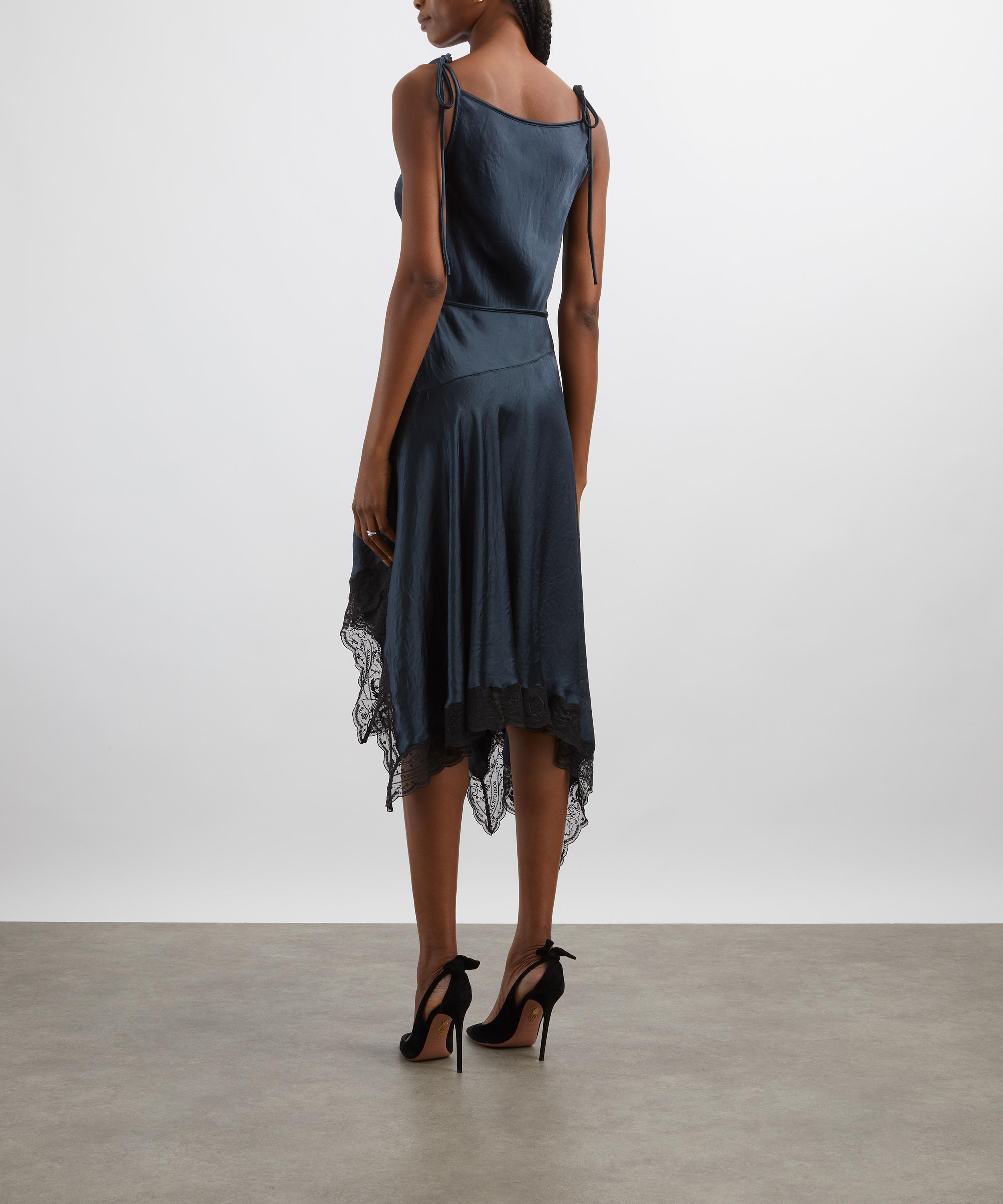 Acne Studios - Petrol Blue Satin Lace Dress image number 3