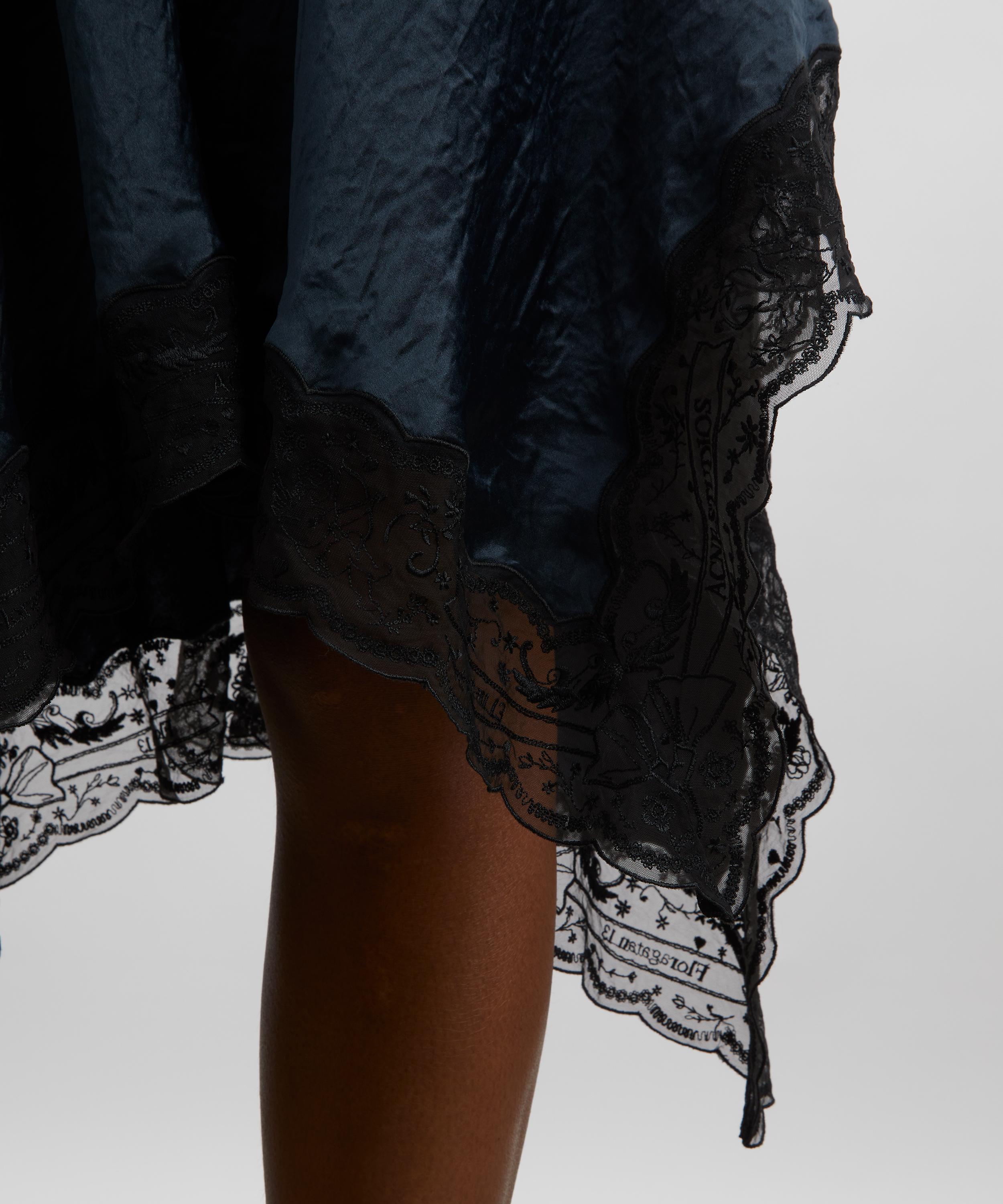 Acne Studios - Petrol Blue Satin Lace Dress image number 4