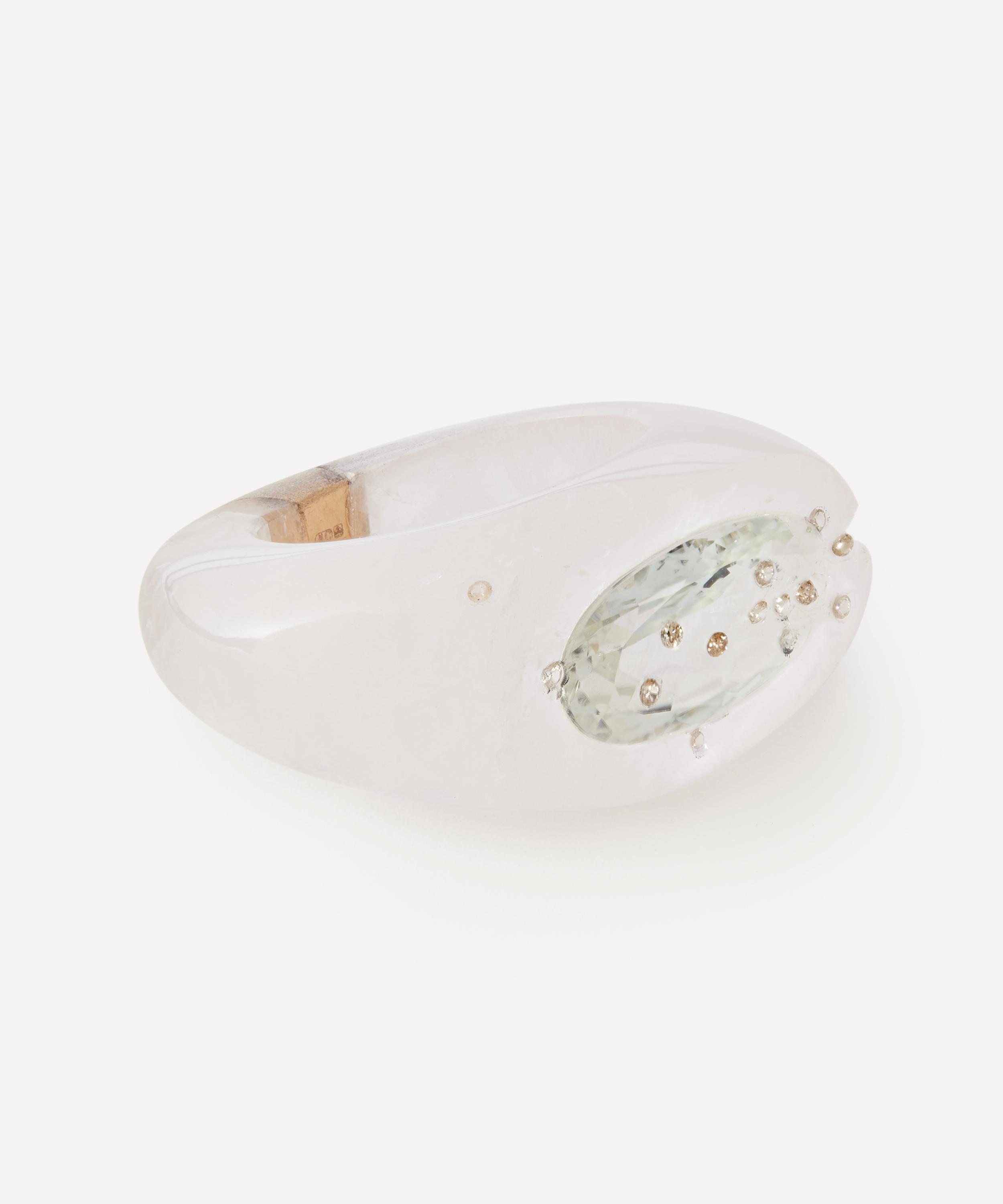 Jacqueline Cullen - Rose Quartz Embedded Signet Ring image number 1