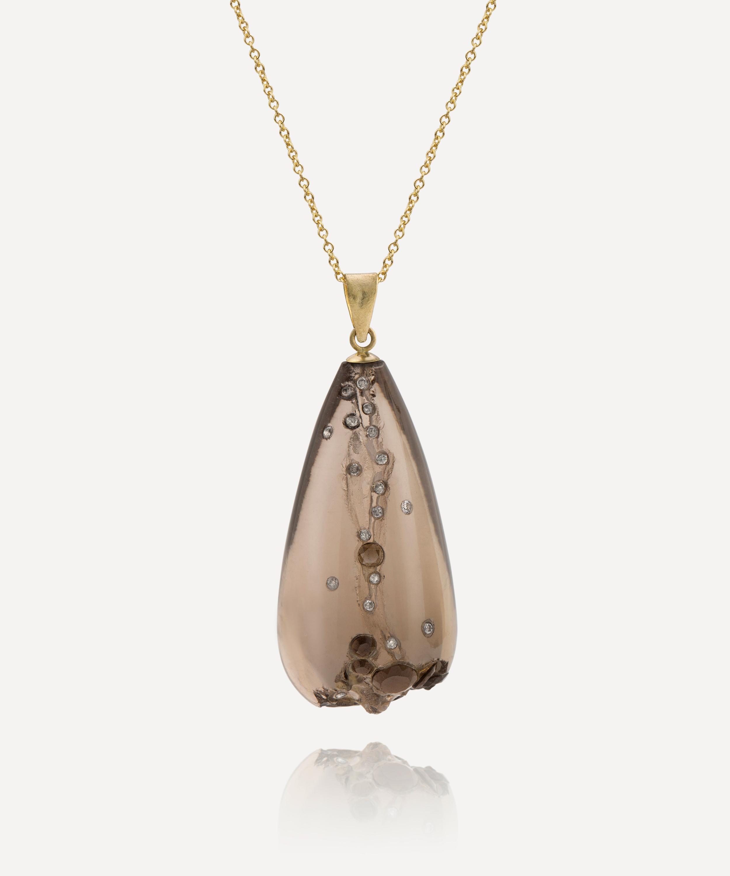 Jacqueline Cullen - Smokey Quartz Disintegrating Drop Pendant Necklace