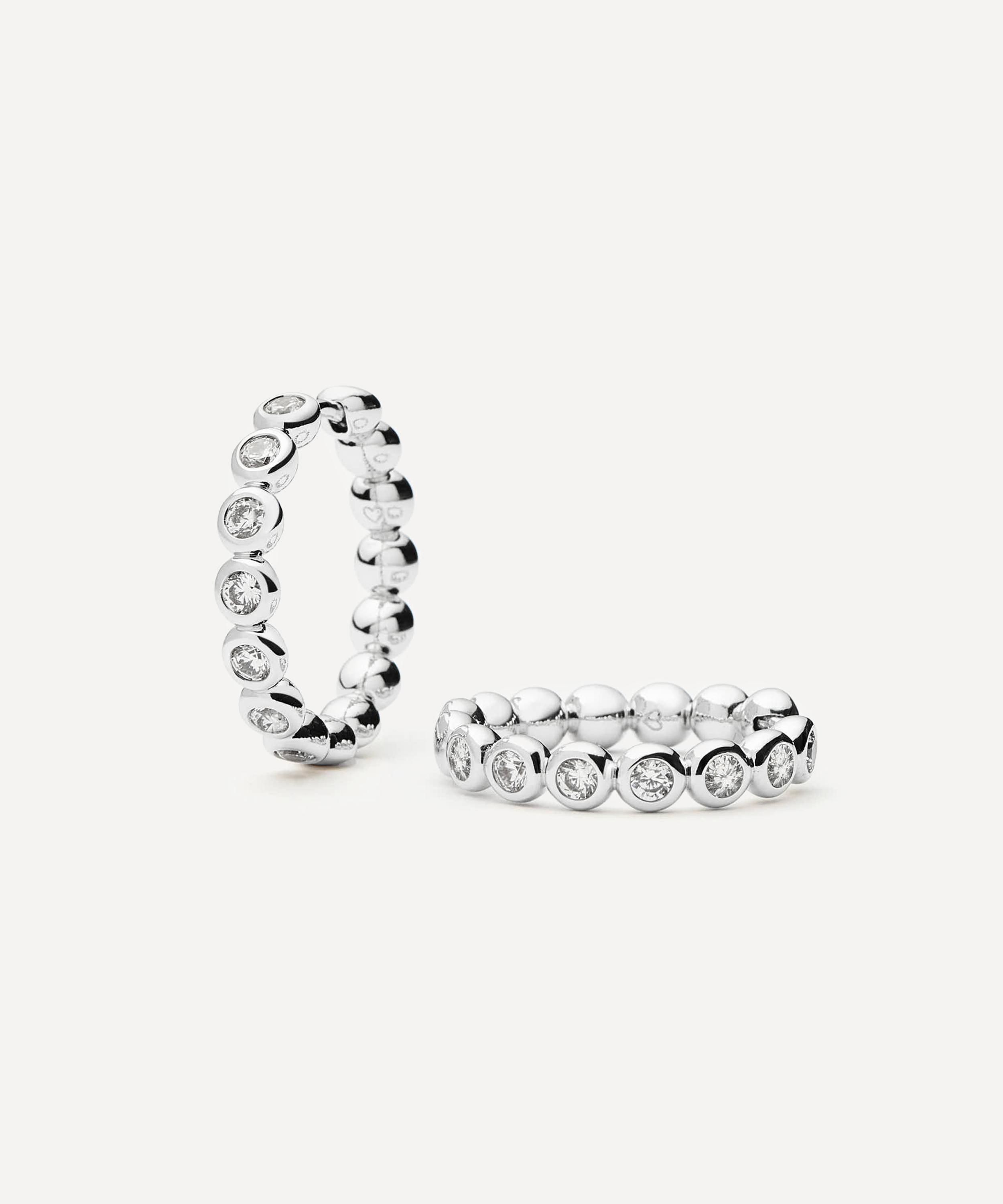 Missoma - Rhodium-Plated Tennis Medium Hoop Earrings image number 0