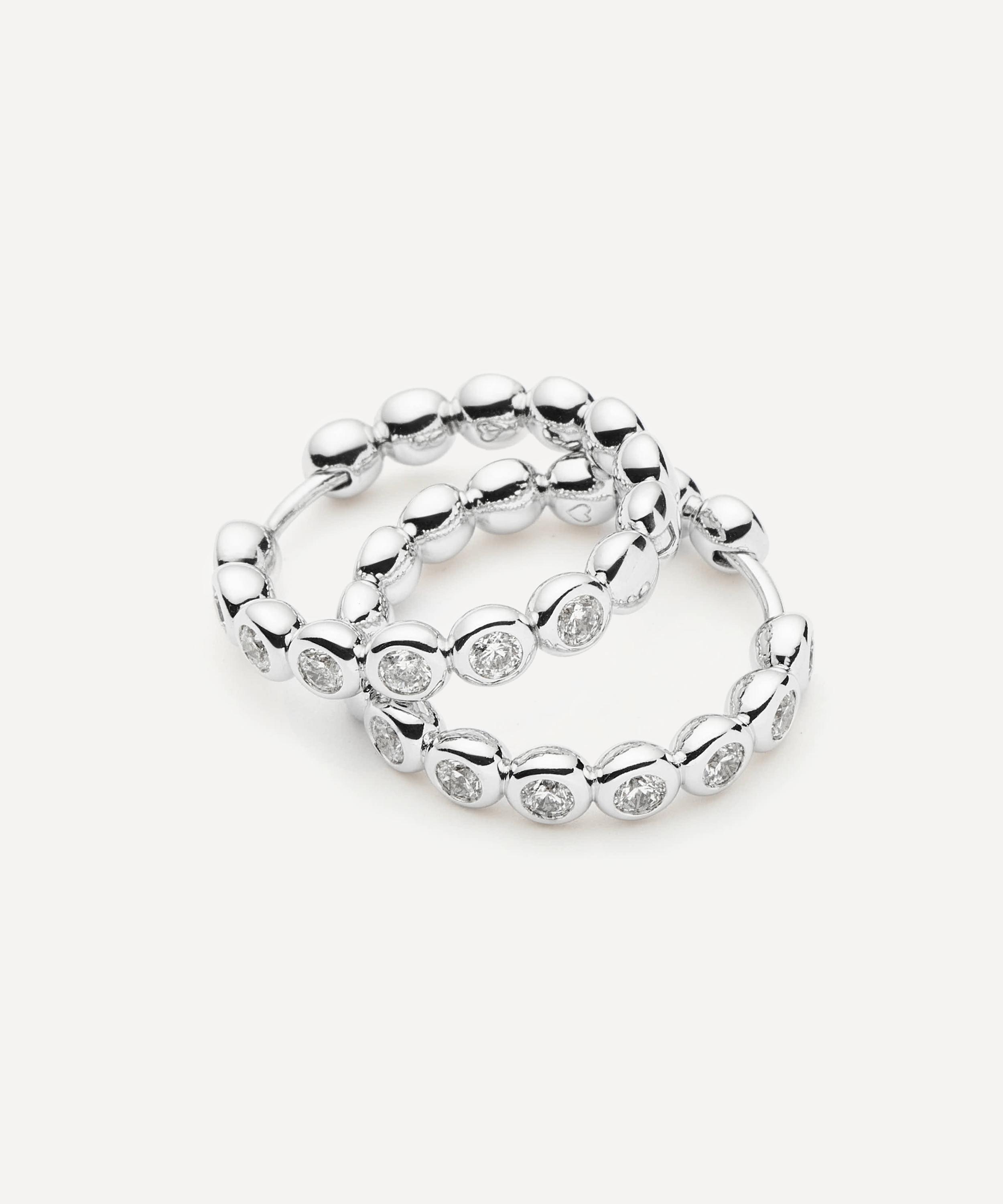 Missoma - Rhodium-Plated Tennis Medium Hoop Earrings image number 1