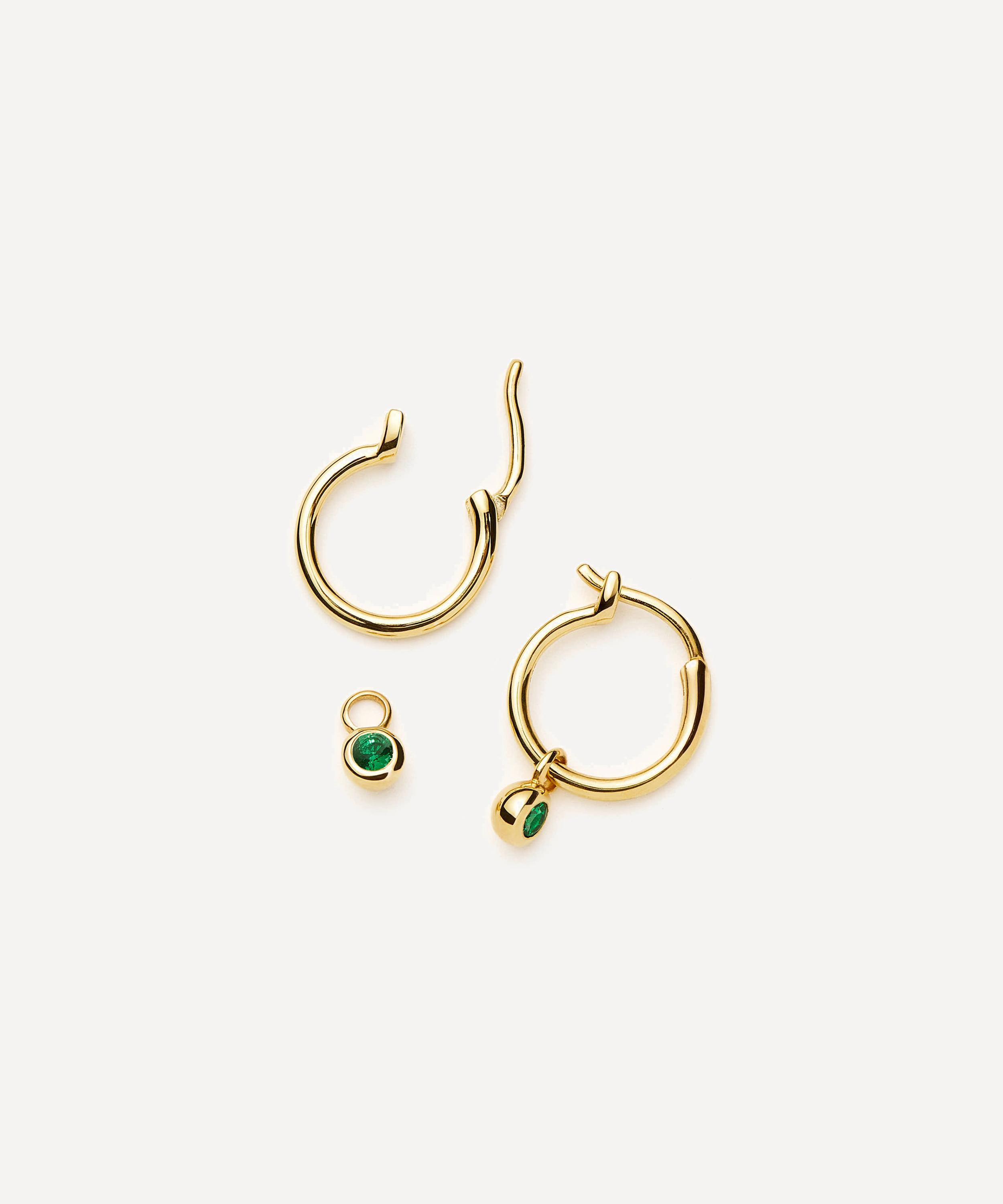 Missoma - 18ct Gold-Plated Vermeil Silver Tennis Charm Mini Drop Hoop Earrings image number 1
