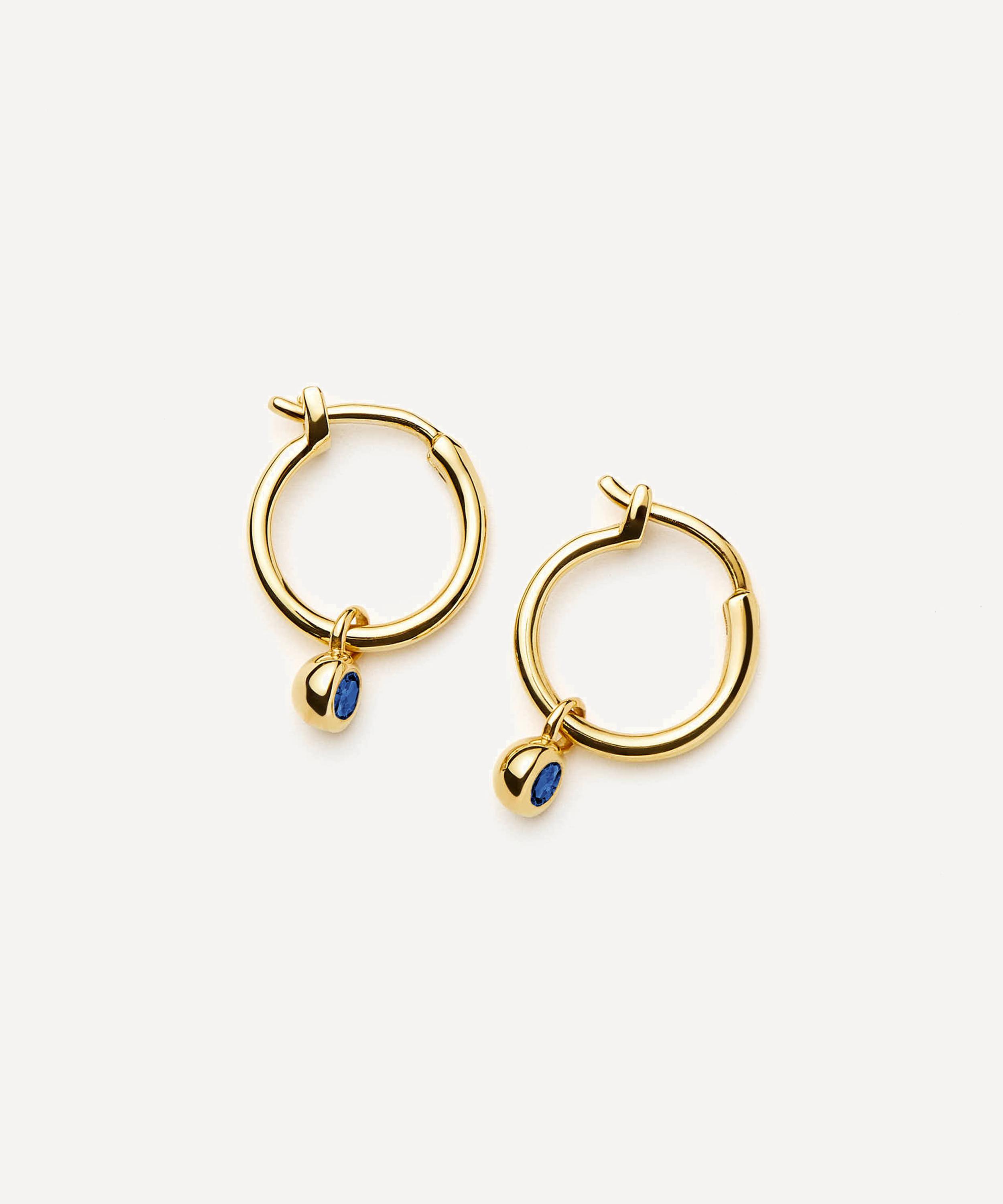 Missoma - 18ct Gold-Plated Vermeil Silver Tennis Charm Mini Drop Hoop Earrings image number 0
