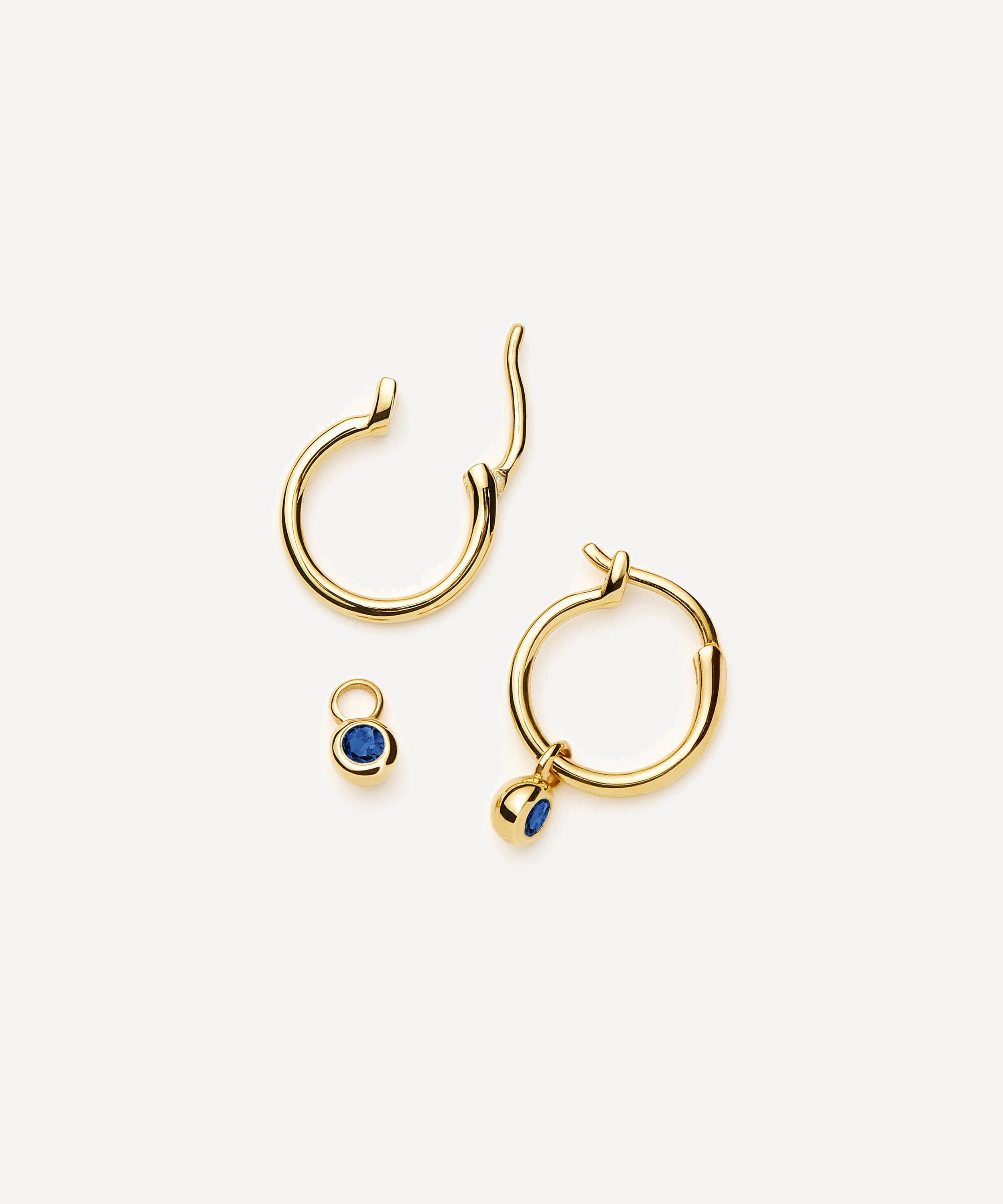 Missoma - 18ct Gold-Plated Vermeil Silver Tennis Charm Mini Drop Hoop Earrings image number 1