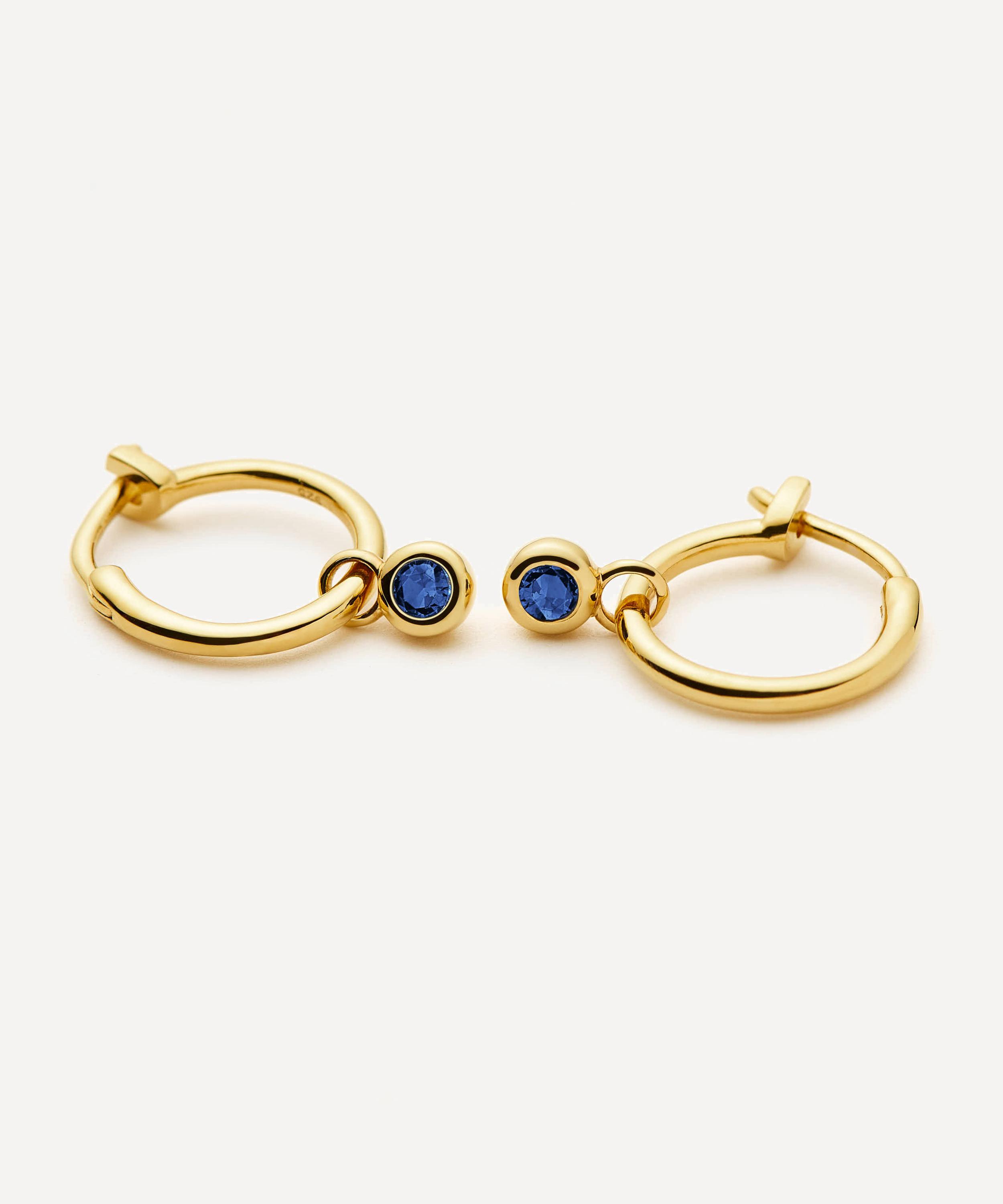 Missoma - 18ct Gold-Plated Vermeil Silver Tennis Charm Mini Drop Hoop Earrings image number 2