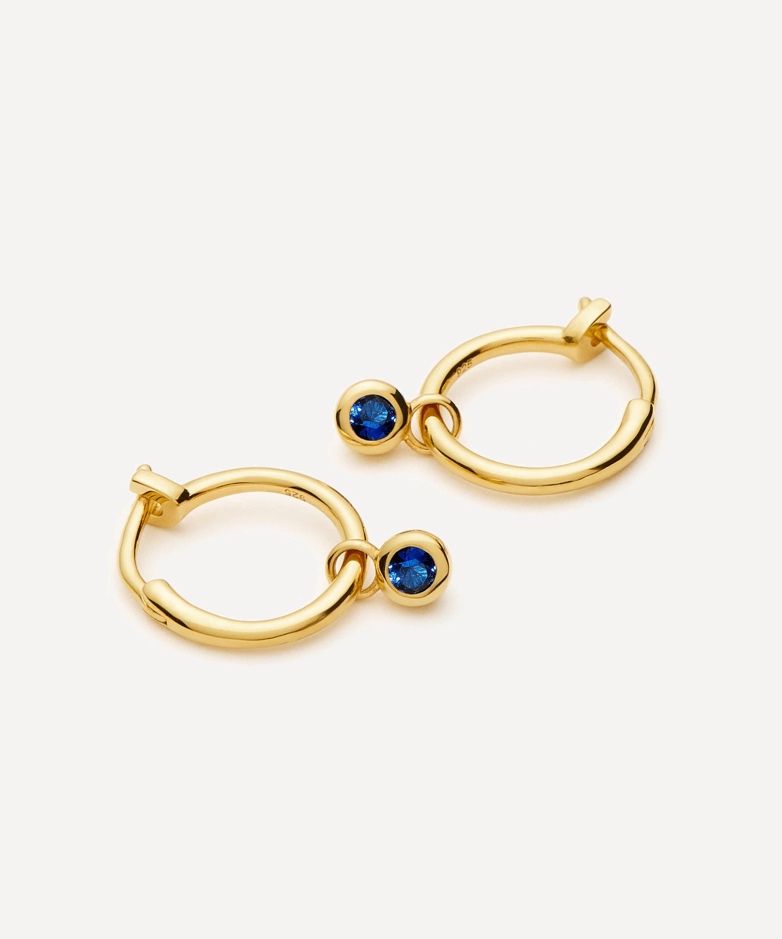 Missoma - 18ct Gold-Plated Vermeil Silver Tennis Charm Mini Drop Hoop Earrings image number 3