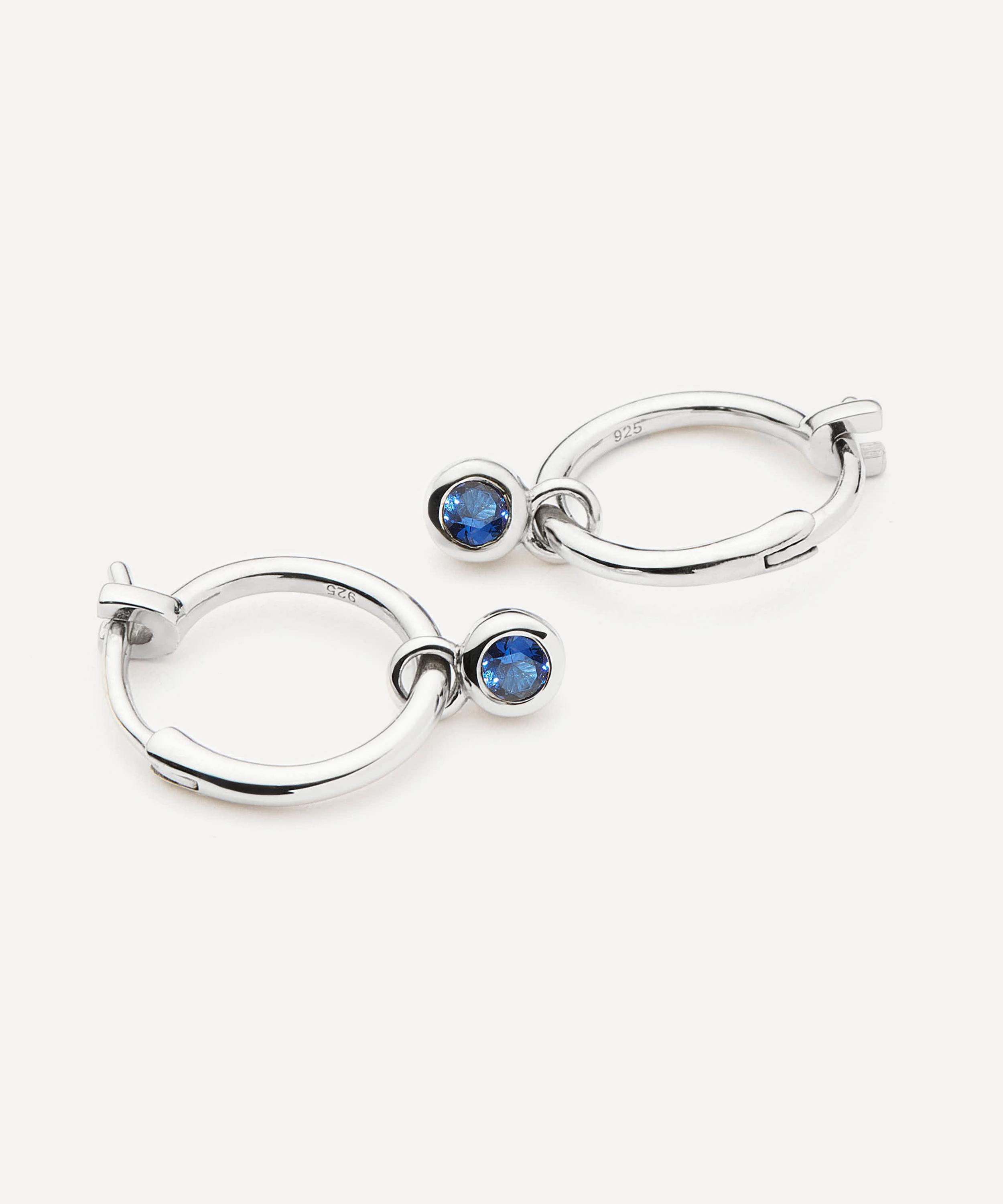 Missoma - Rhodium-Plated Tennis Charm Mini Drop Hoop Earrings image number 0