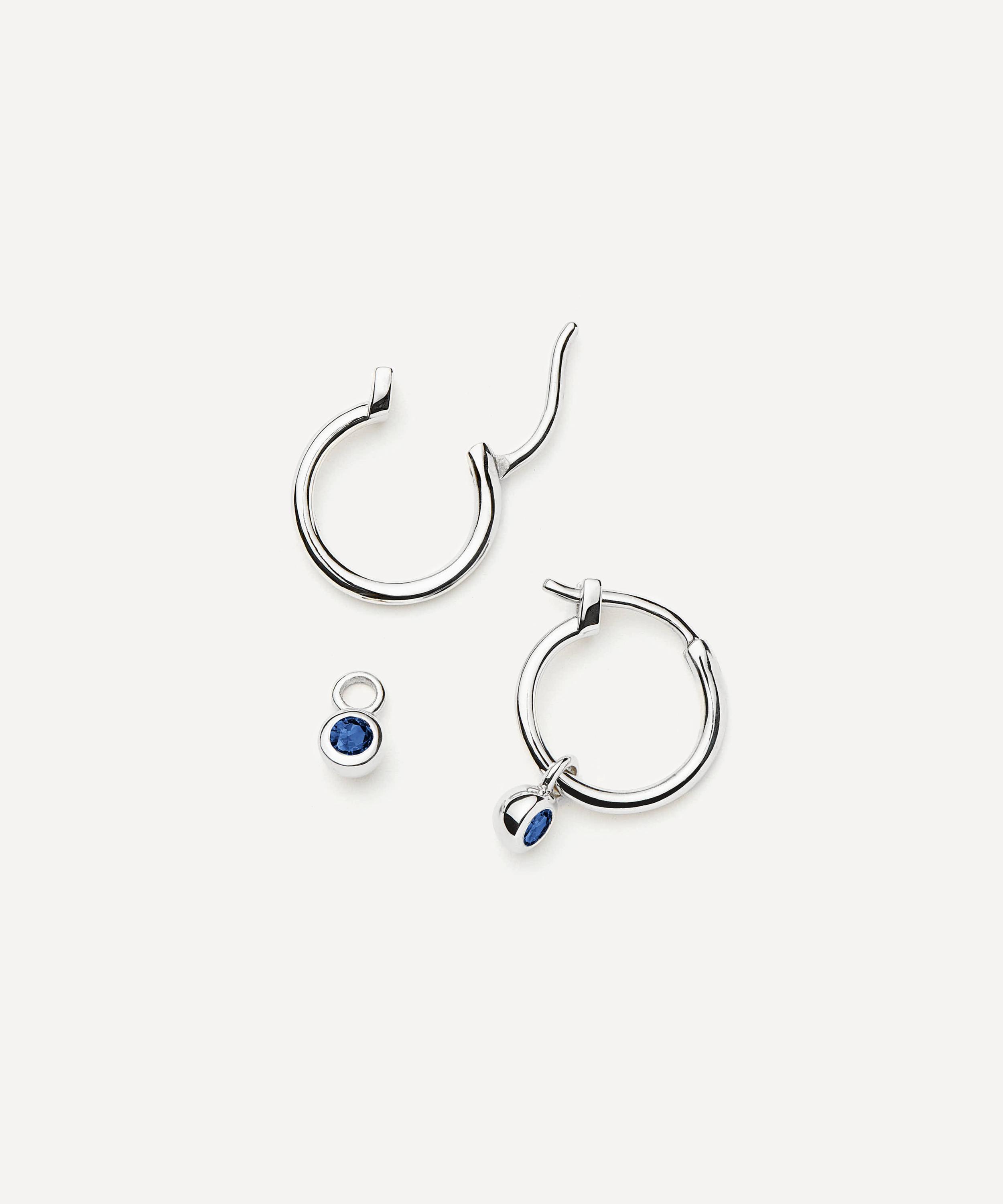 Missoma - Rhodium-Plated Tennis Charm Mini Drop Hoop Earrings image number 1