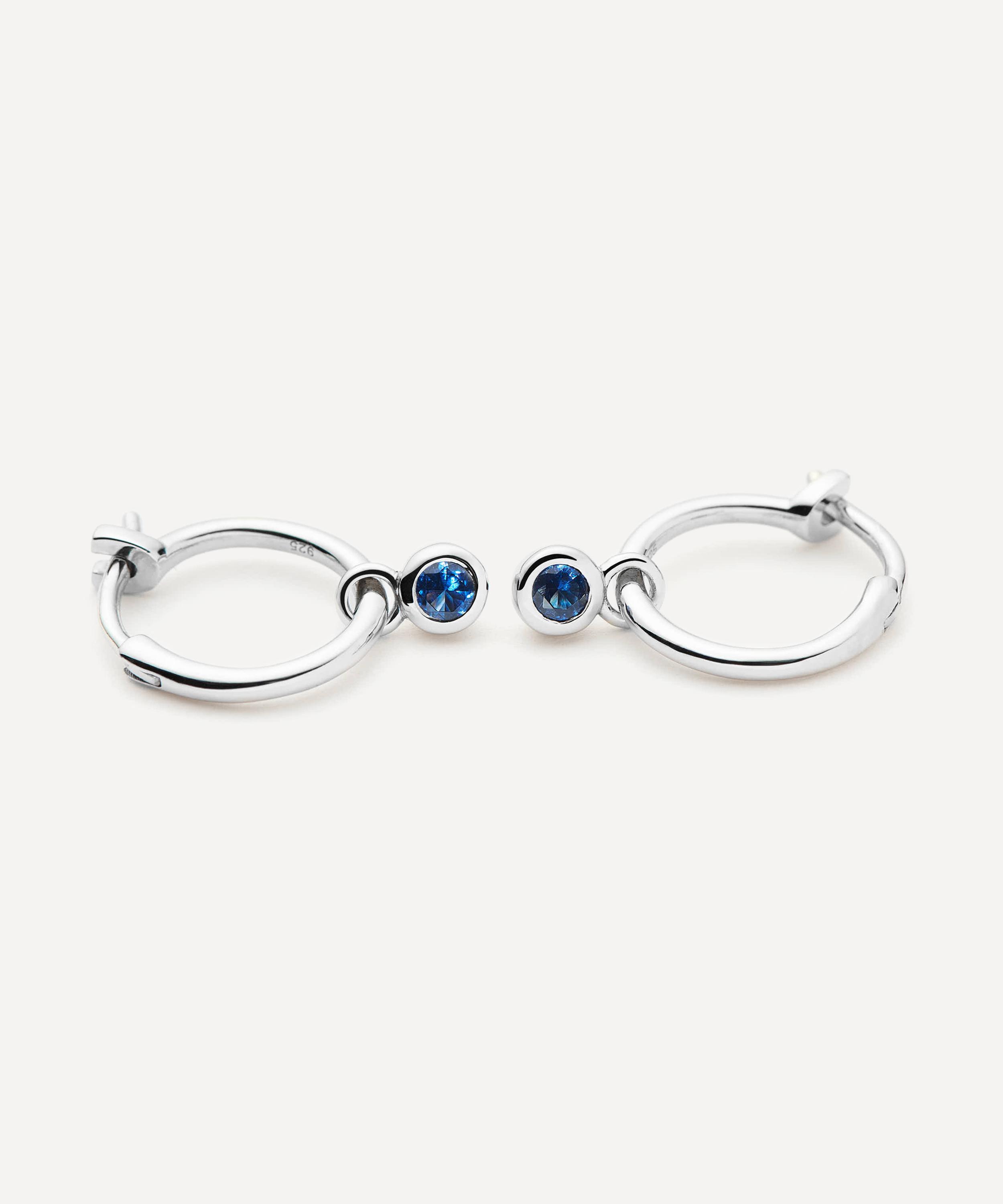 Missoma - Rhodium-Plated Tennis Charm Mini Drop Hoop Earrings image number 2
