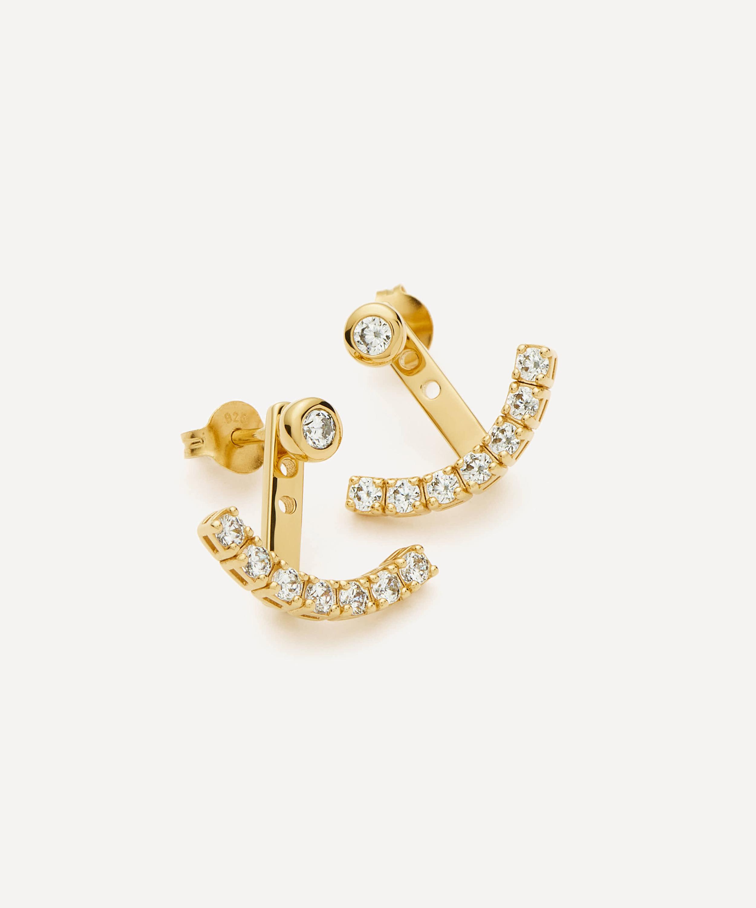 Missoma - 18ct Gold-Plated Vermeil Silver Tennis Ear Jacket Stud Earrings image number 1