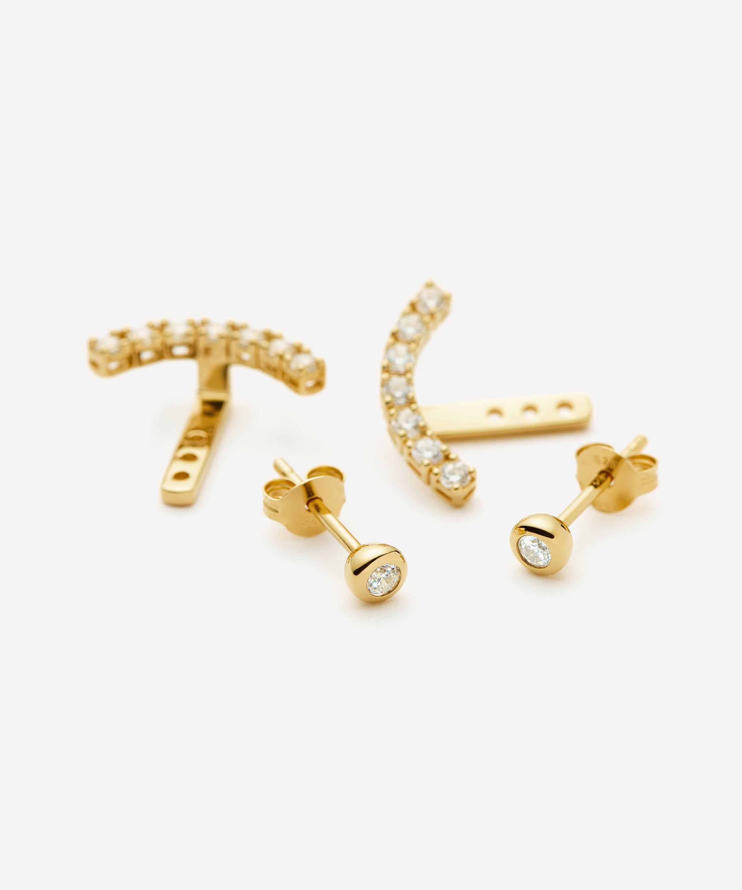 Missoma - 18ct Gold-Plated Vermeil Silver Tennis Ear Jacket Stud Earrings image number 2