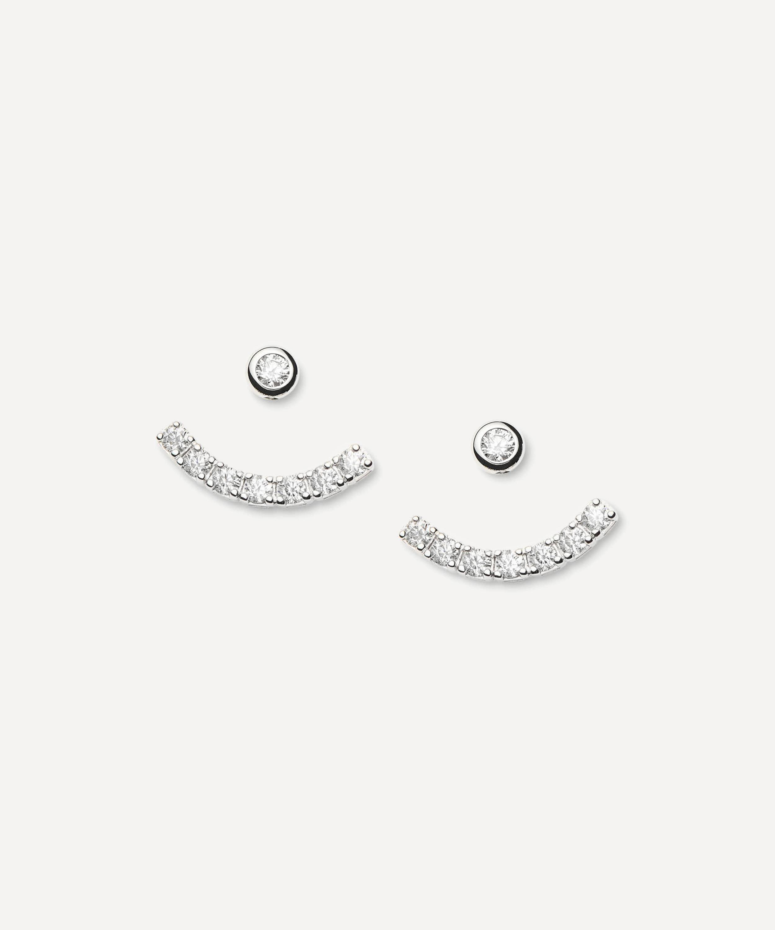 Missoma - Rhodium-Plated Tennis Ear Jacket Stud Earrings image number 0