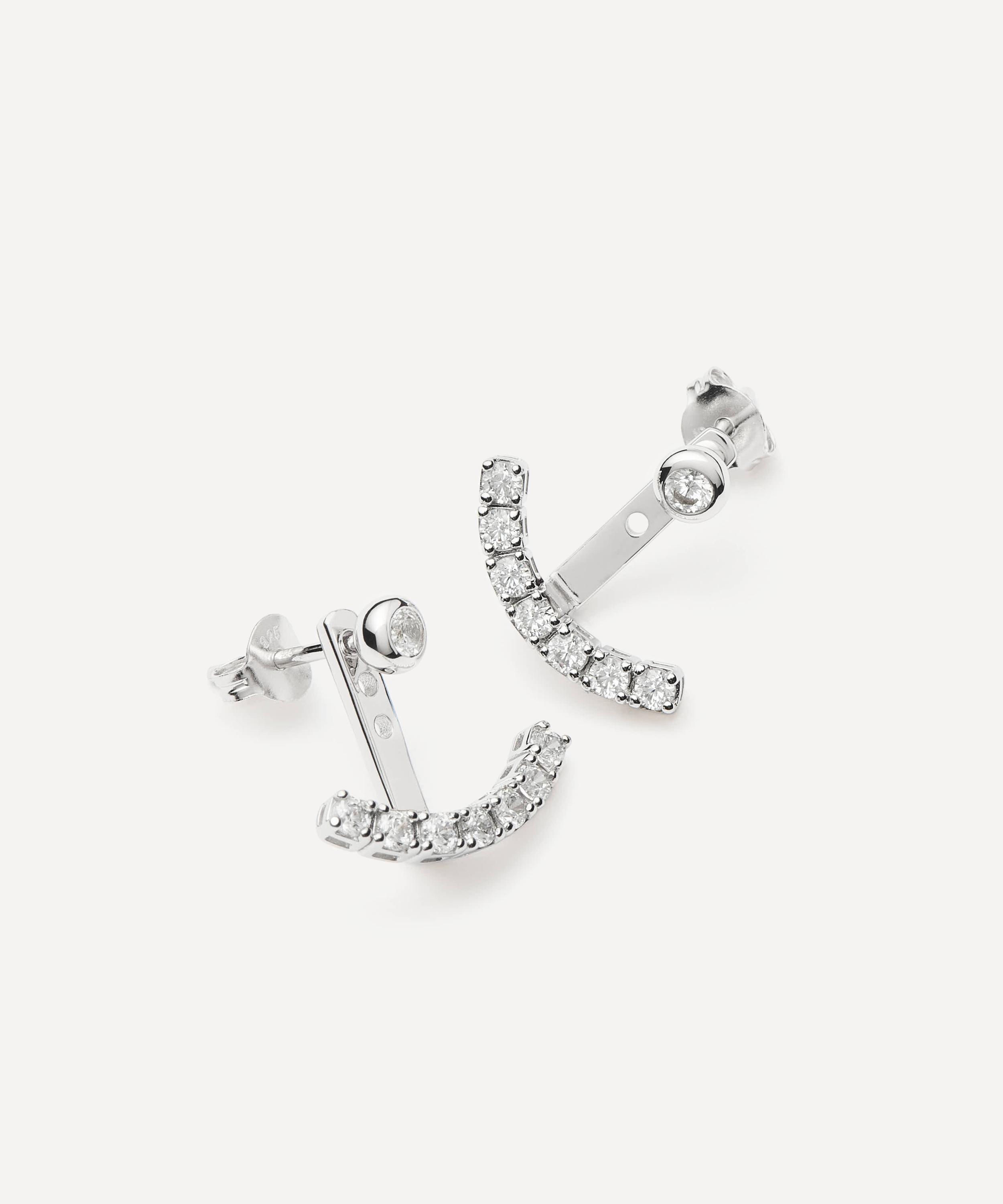 Missoma - Rhodium-Plated Tennis Ear Jacket Stud Earrings image number 1