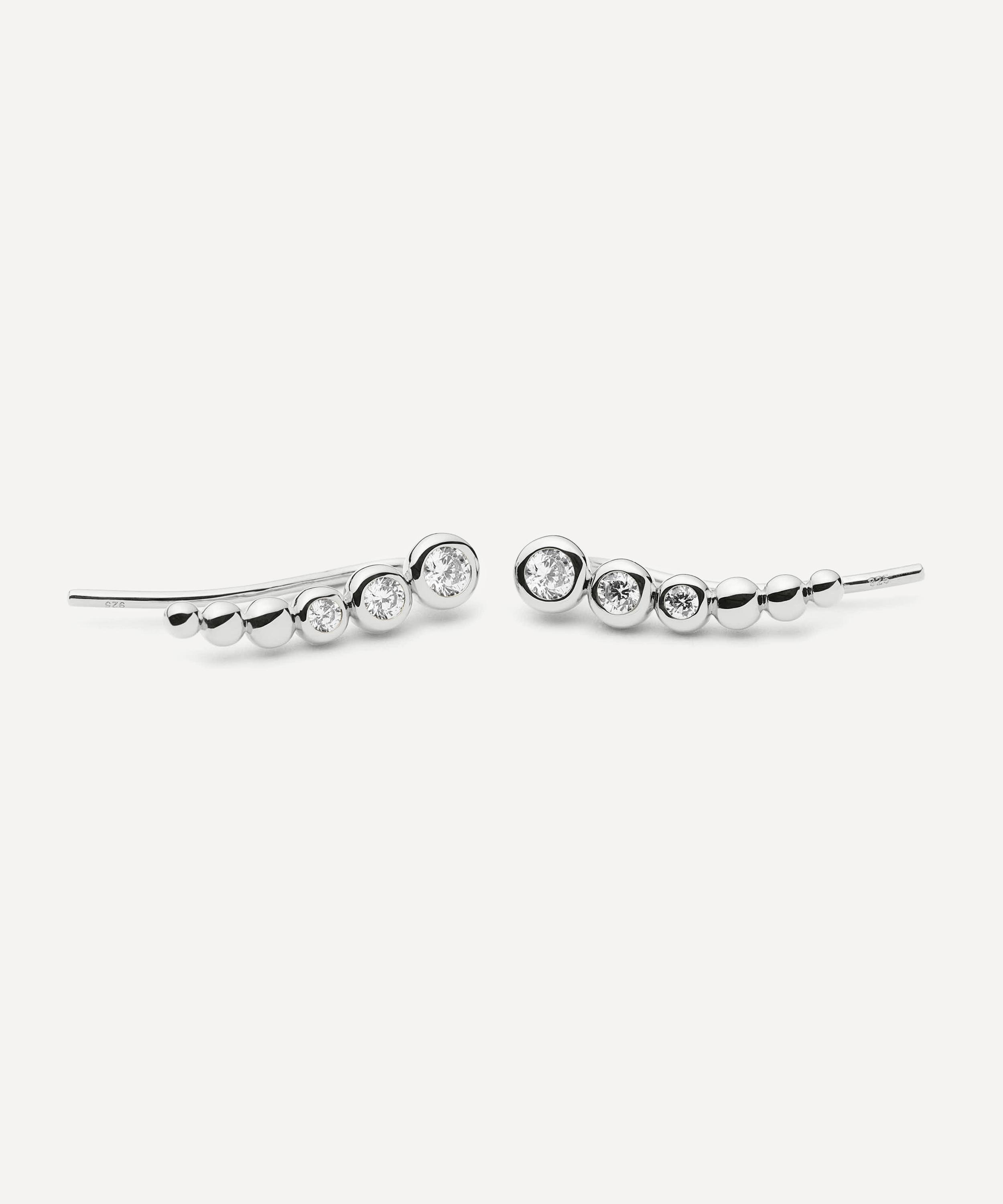 Missoma - Rhodium-Plated Tennis Climber Stud Earrings image number 2