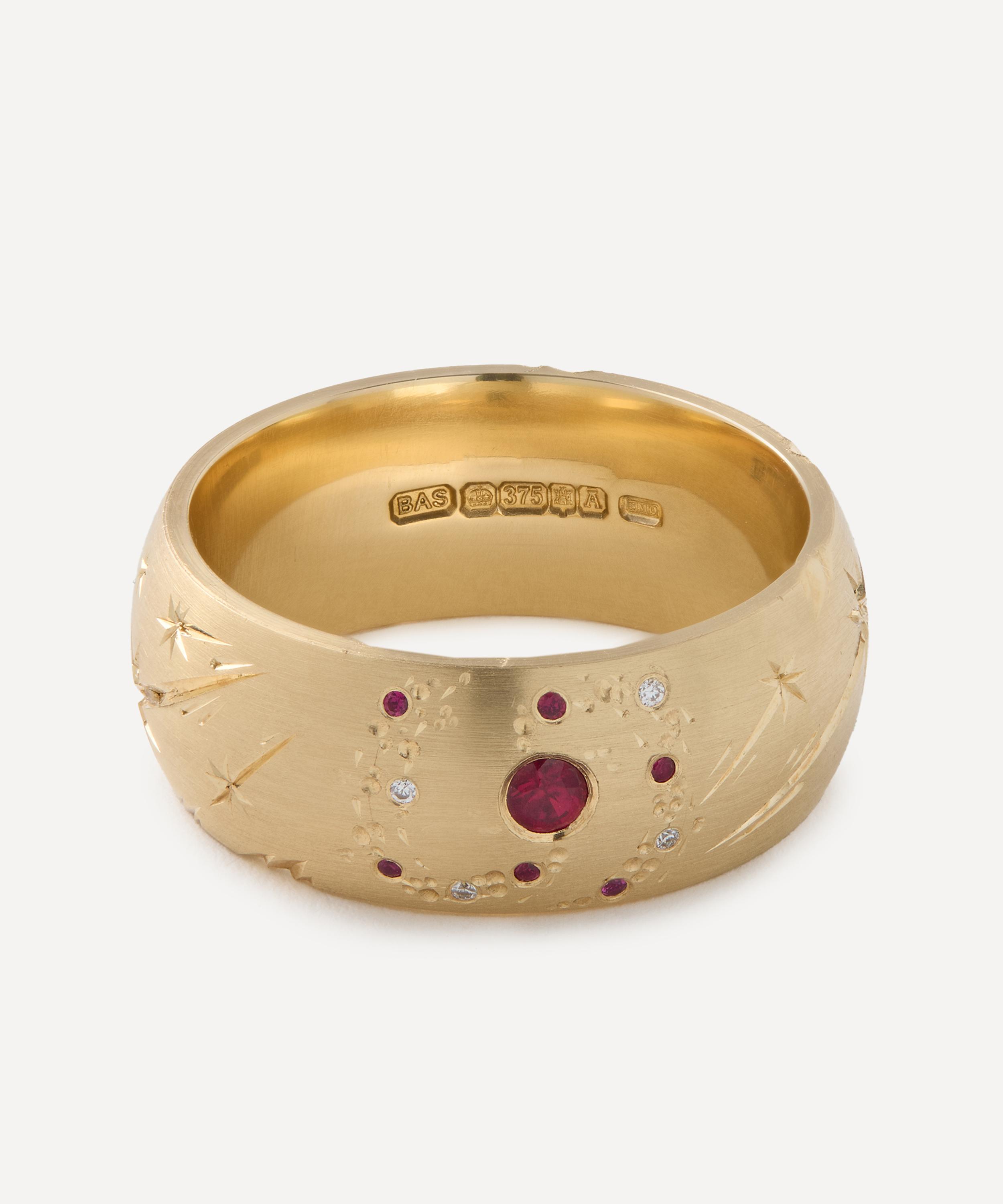 Balint Samad - 9ct Gold Supernova Ruby and Diamond Galaxy Band Ring