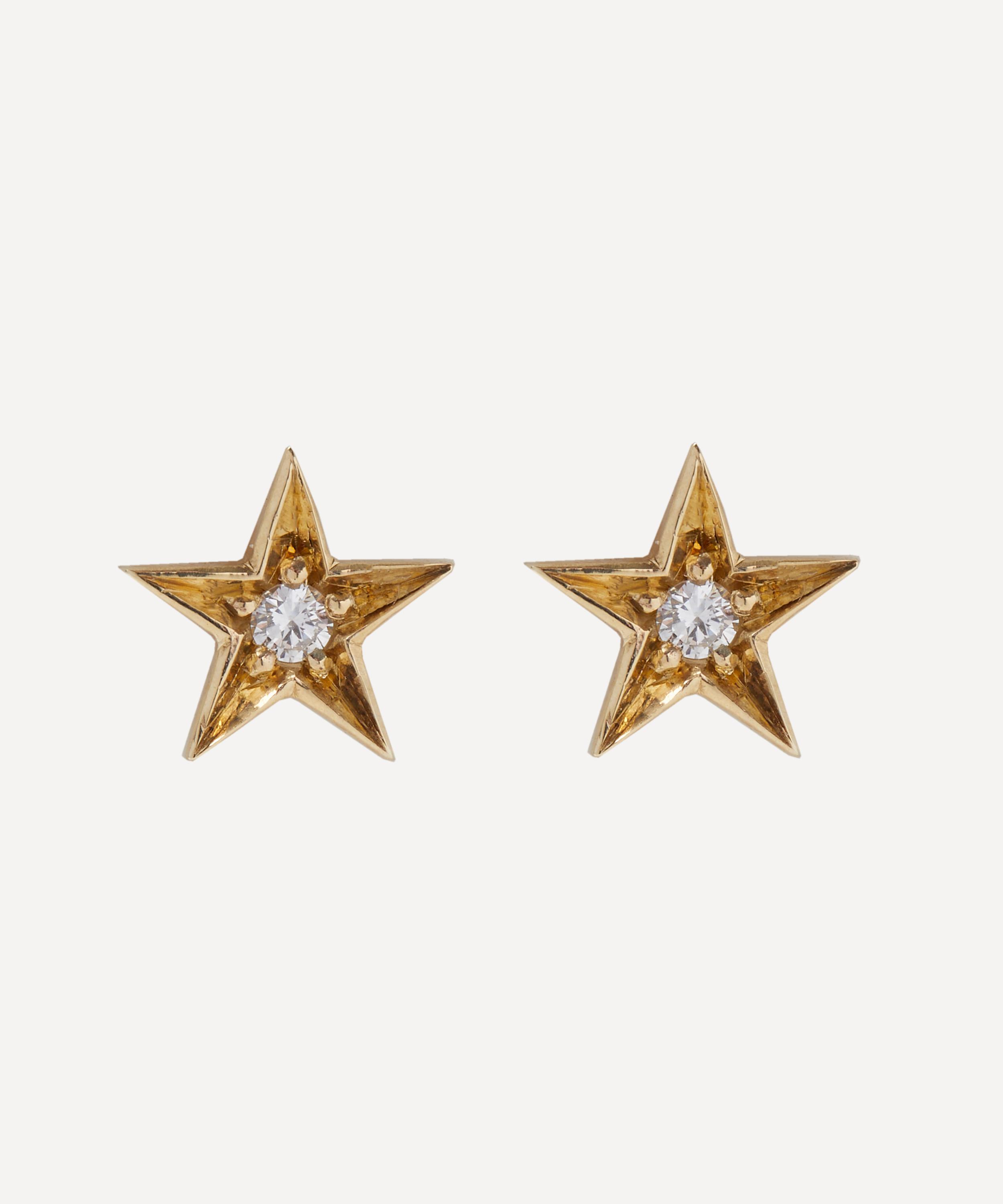 Balint Samad - 9ct Gold Sirius Large Diamond Star Stud Earrings