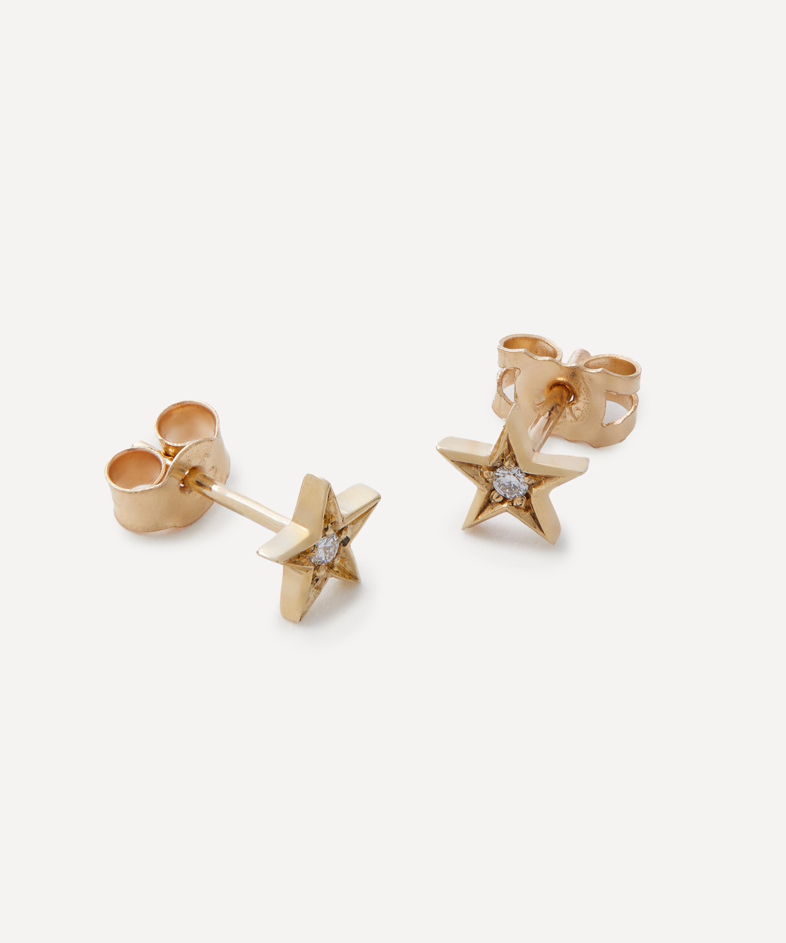Balint Samad - 9ct Gold Sirius Large Diamond Star Stud Earrings image number 1