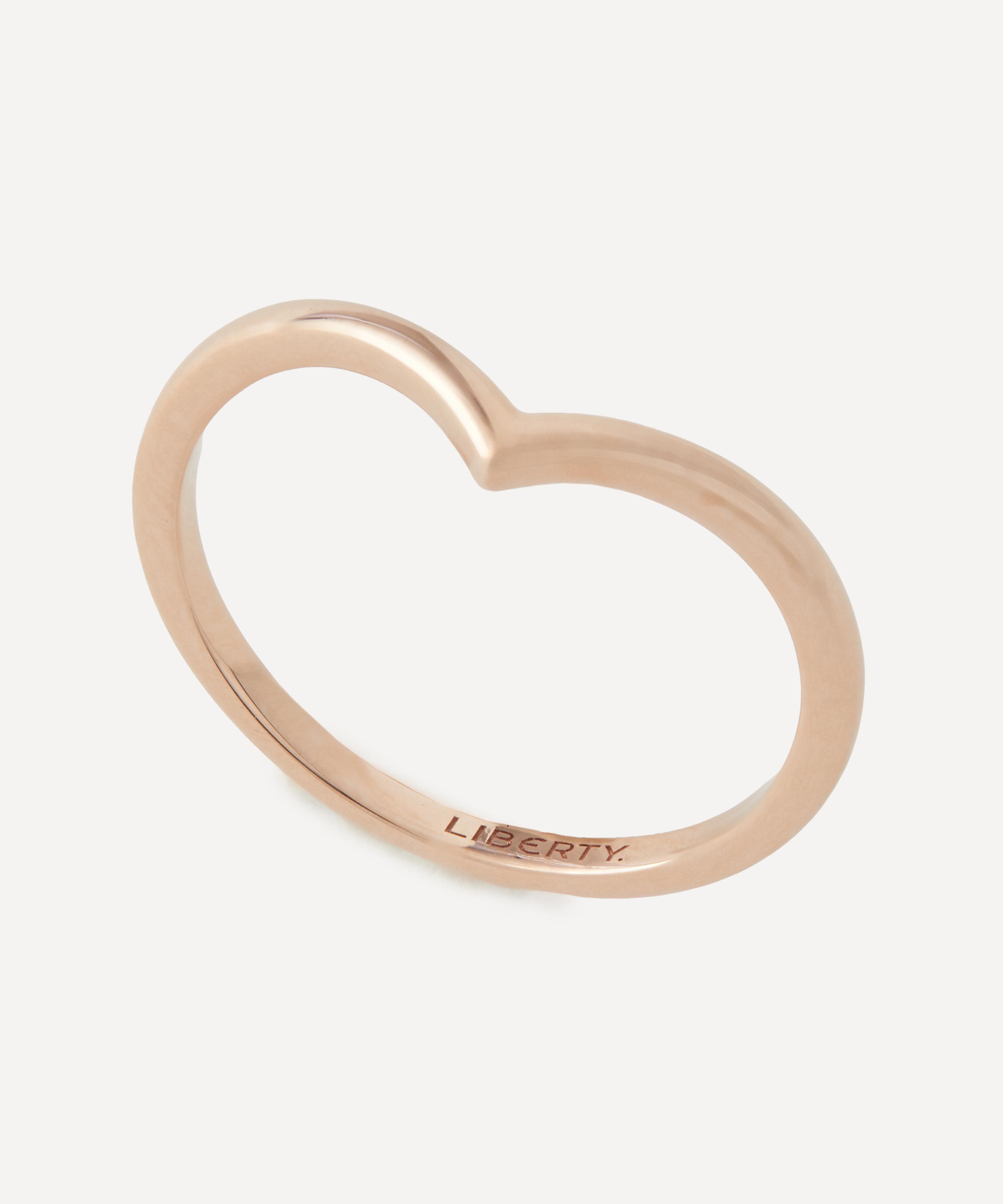 Liberty - 9ct Rose Gold Rainbow V Plain Ring