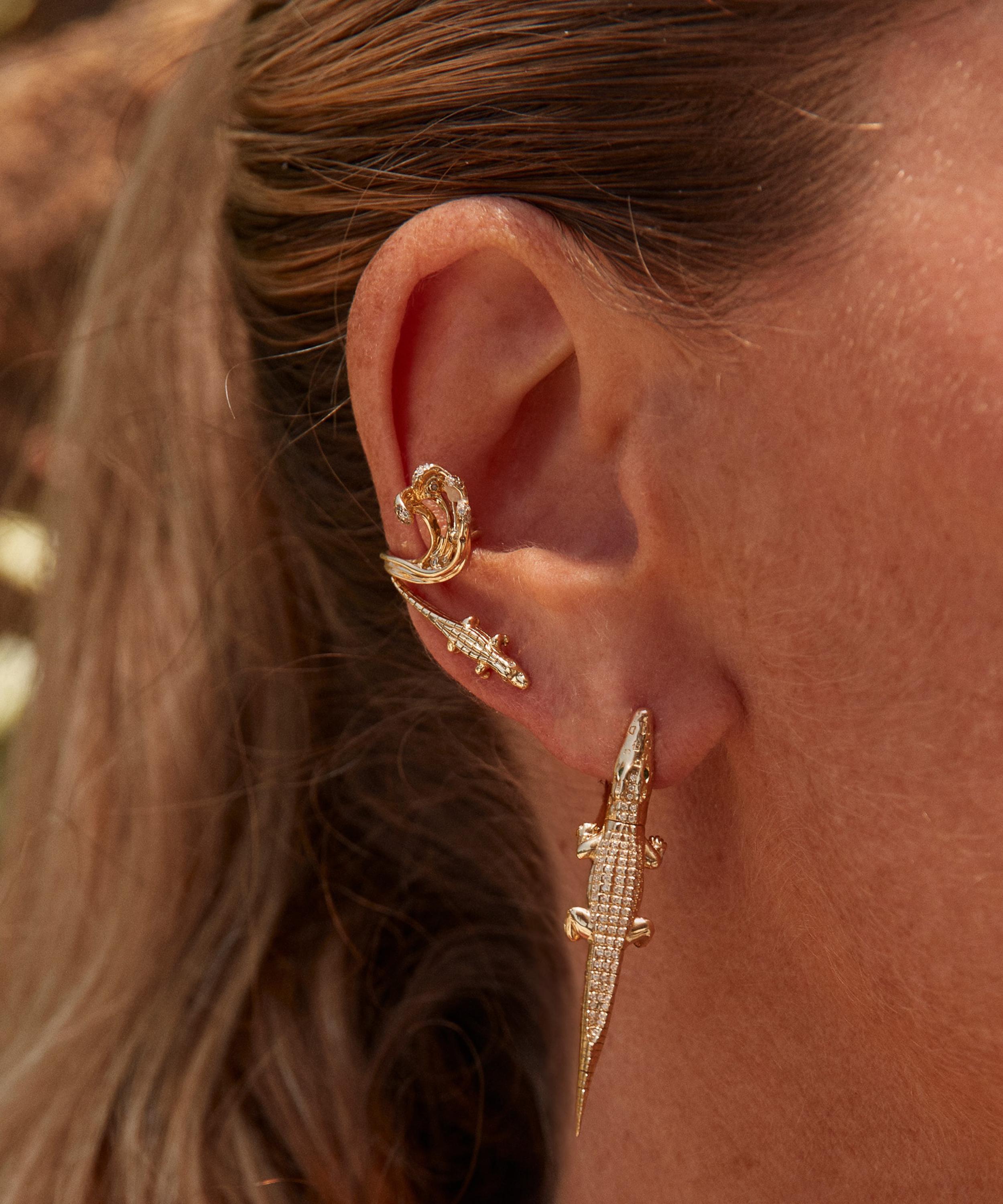Bibi van der Velden - 18ct Gold Alligator Ear Climber Earring Left image number 1
