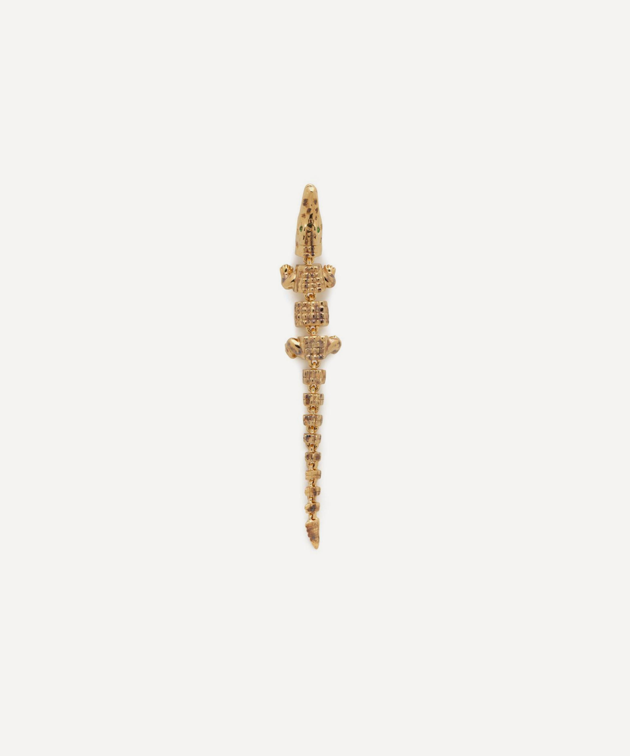 Bibi van der Velden - 18ct Gold Alligator Vertebrae Bite Drop Earring image number 0