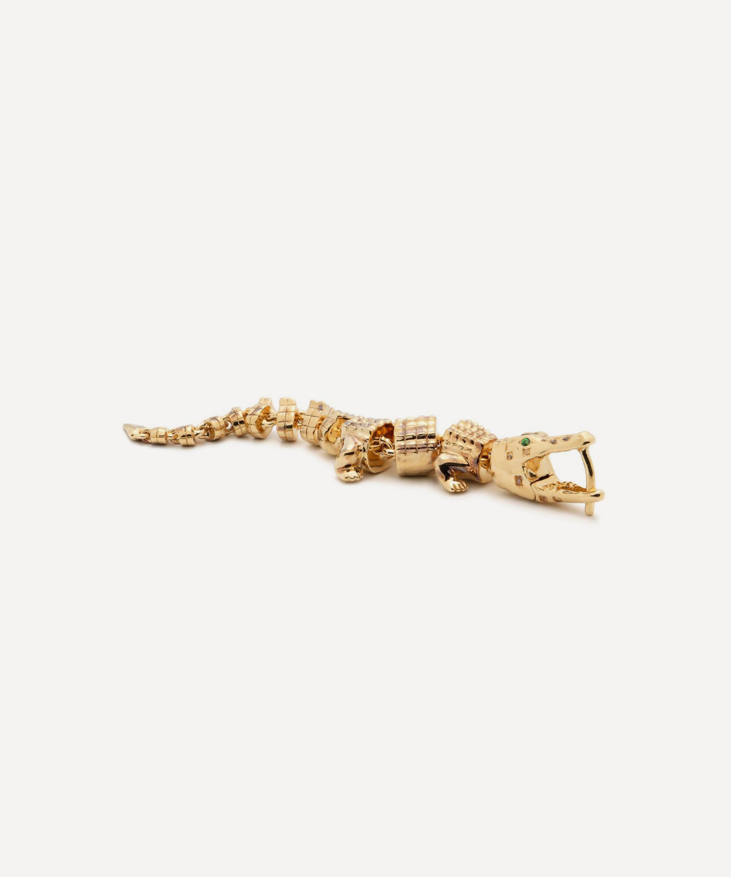 Bibi van der Velden - 18ct Gold Alligator Vertebrae Bite Drop Earring image number 2
