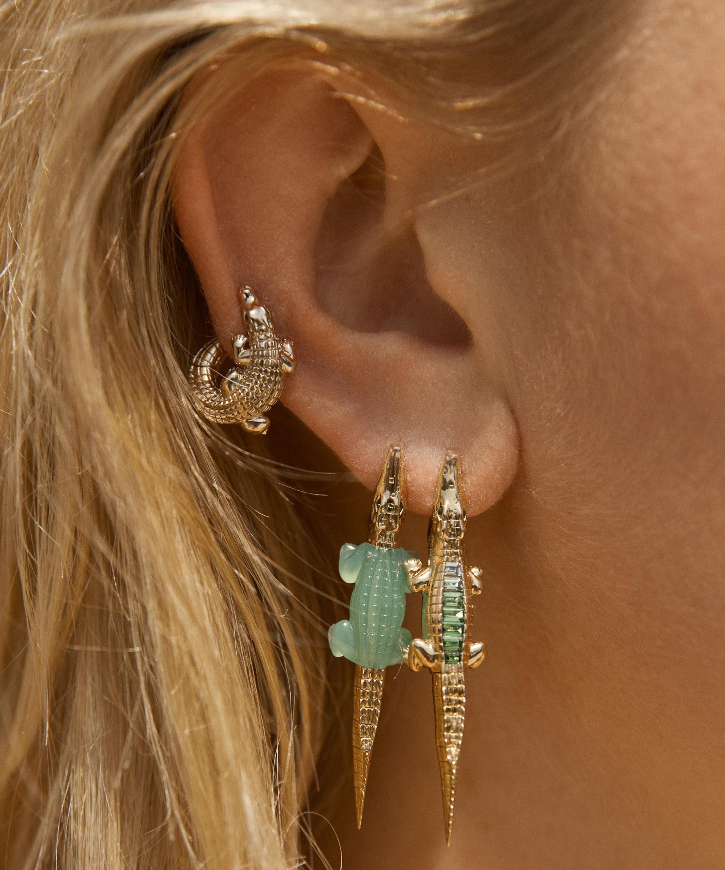Bibi van der Velden - 18ct Gold Alligator Bite Drop Earring image number 1