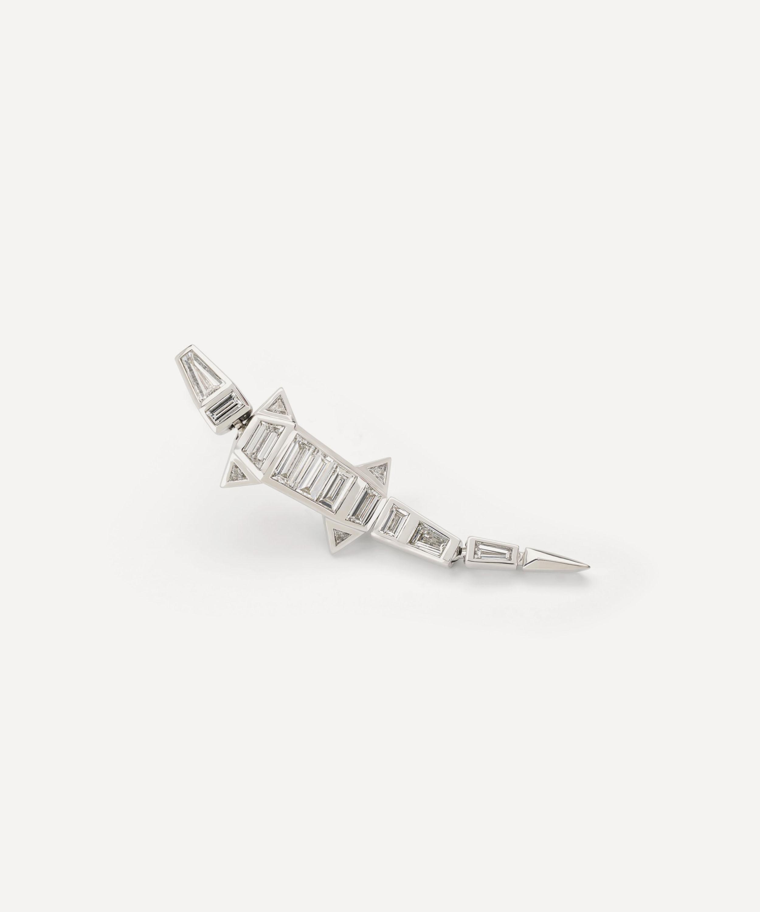 Bibi van der Velden - 18ct White Gold Diamond Alligator Drop Earring image number 2