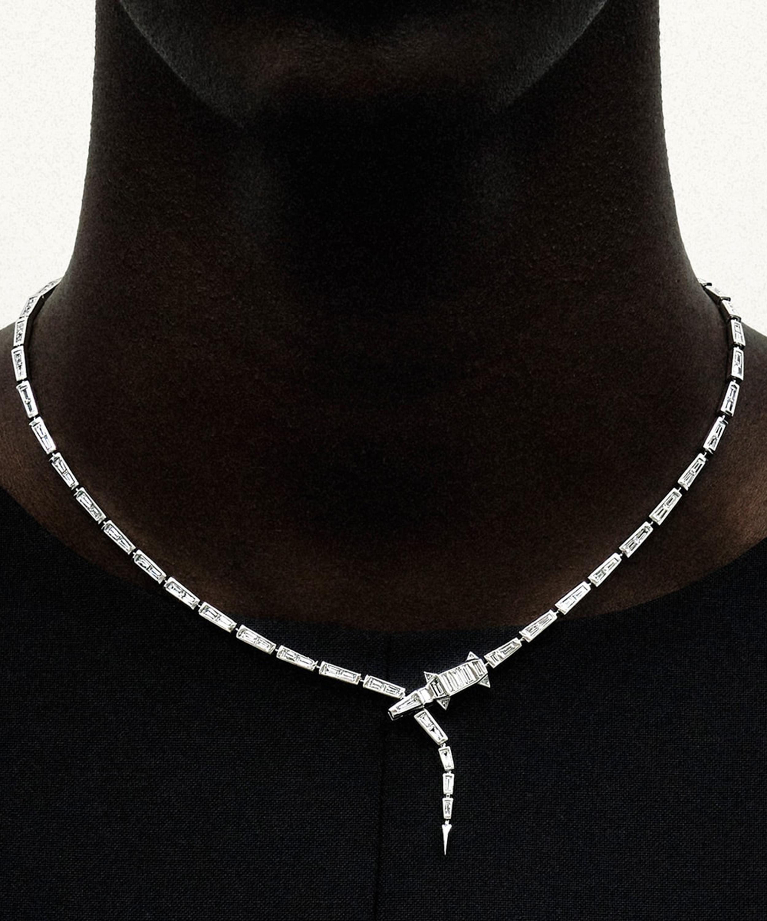 Bibi van der Velden - 18ct White Gold Diamond Alligator Necklace image number 1