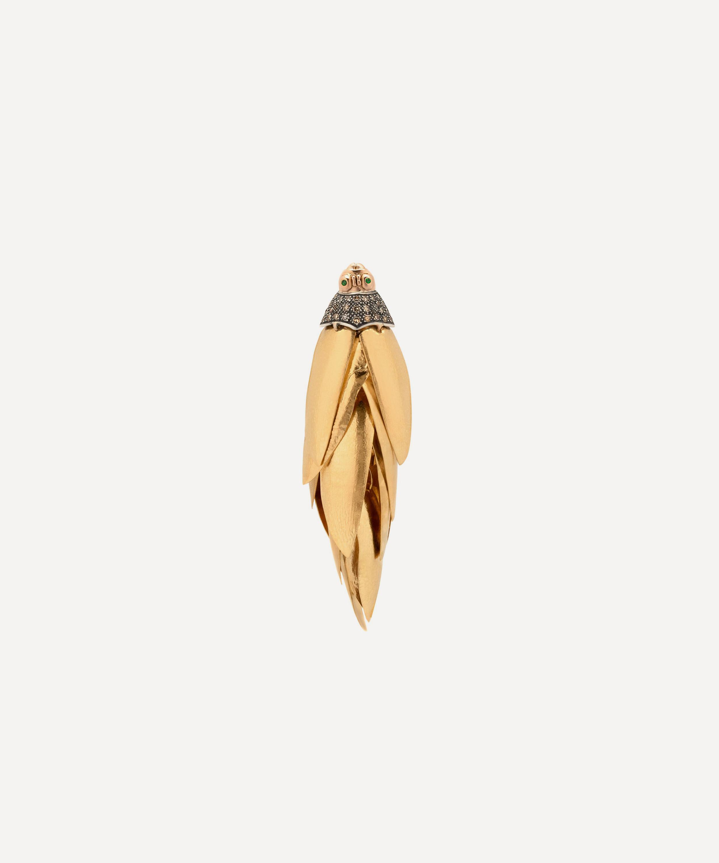 Bibi van der Velden - 18ct Gold Scarab Bunch Drop Earring image number 0