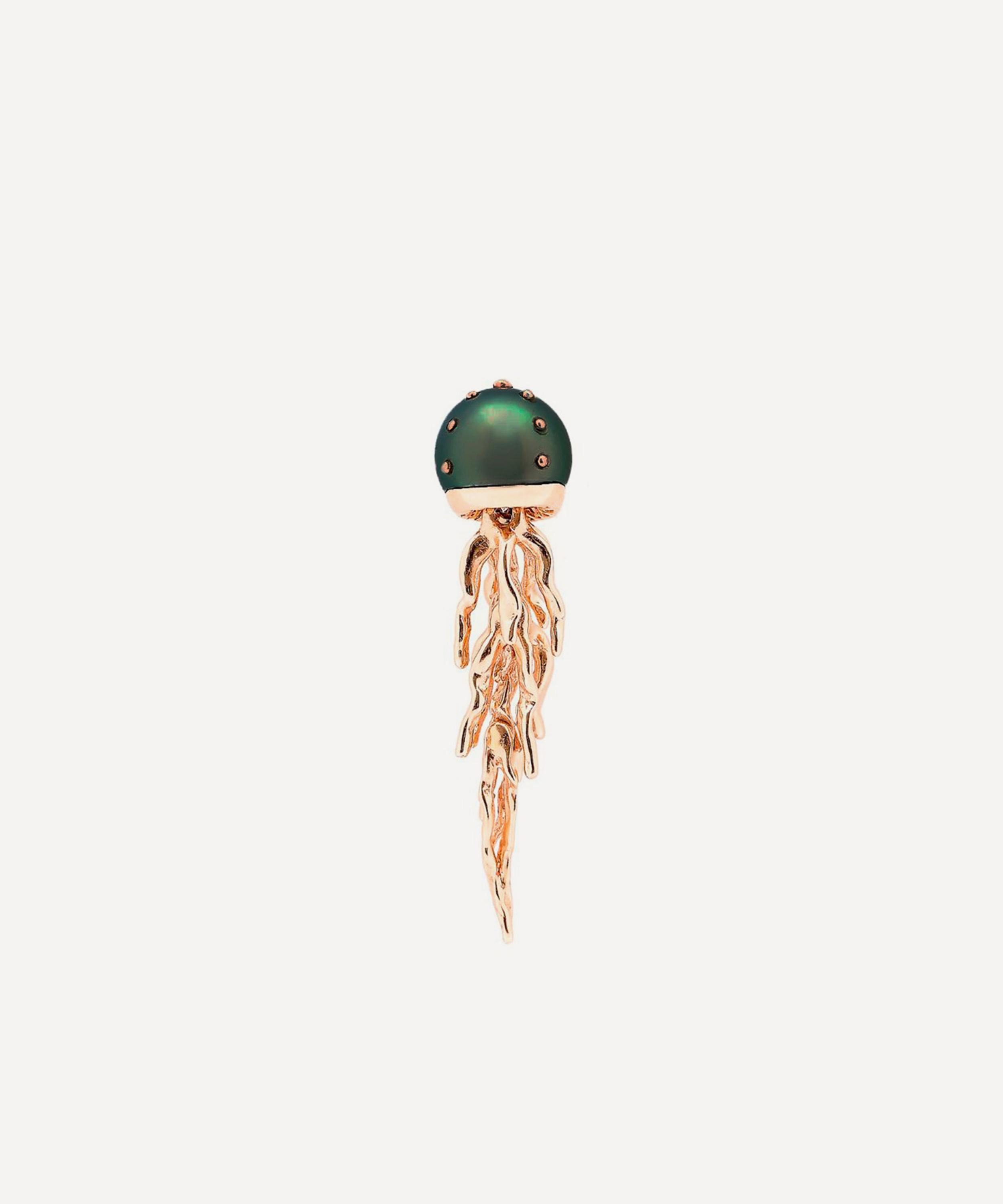 Bibi van der Velden - 18ct Rose Gold Jellyfish Tahitian Pearl Drop Earring image number 0
