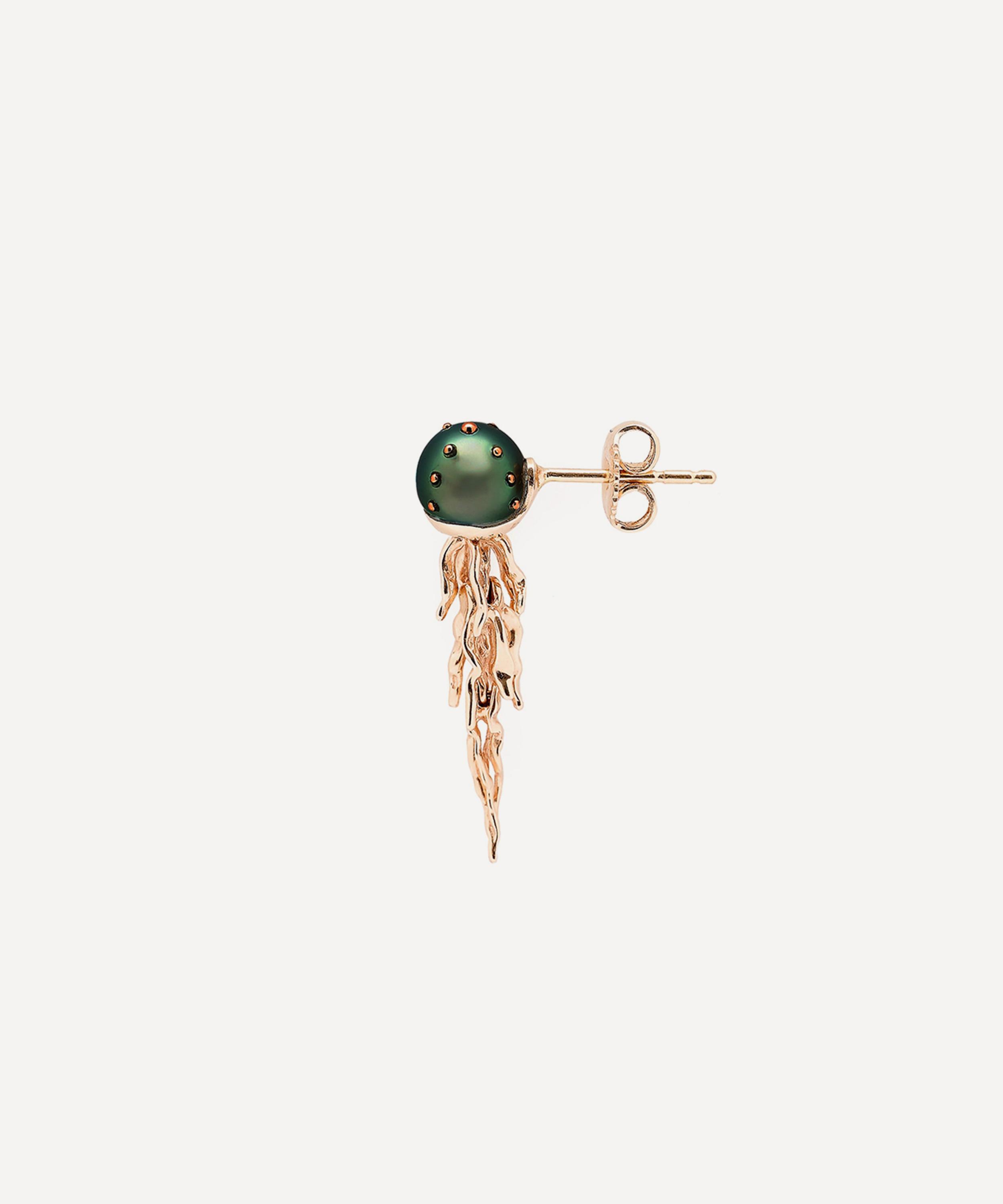 Bibi van der Velden - 18ct Rose Gold Jellyfish Tahitian Pearl Drop Earring image number 2