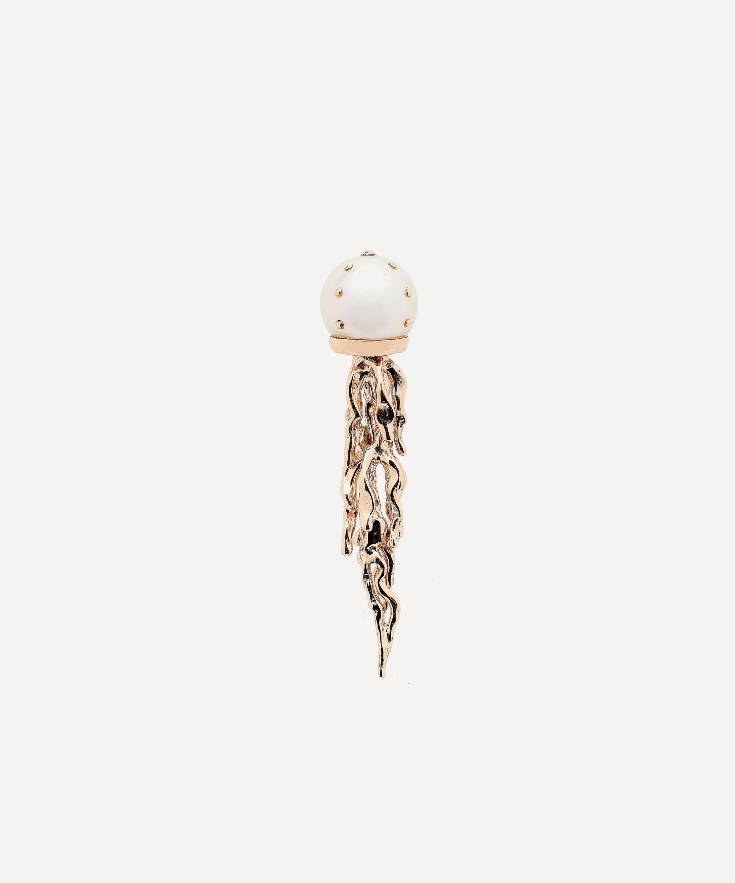 Bibi van der Velden - 18ct Rose Gold Jellyfish White Pearl Drop Earring image number 0