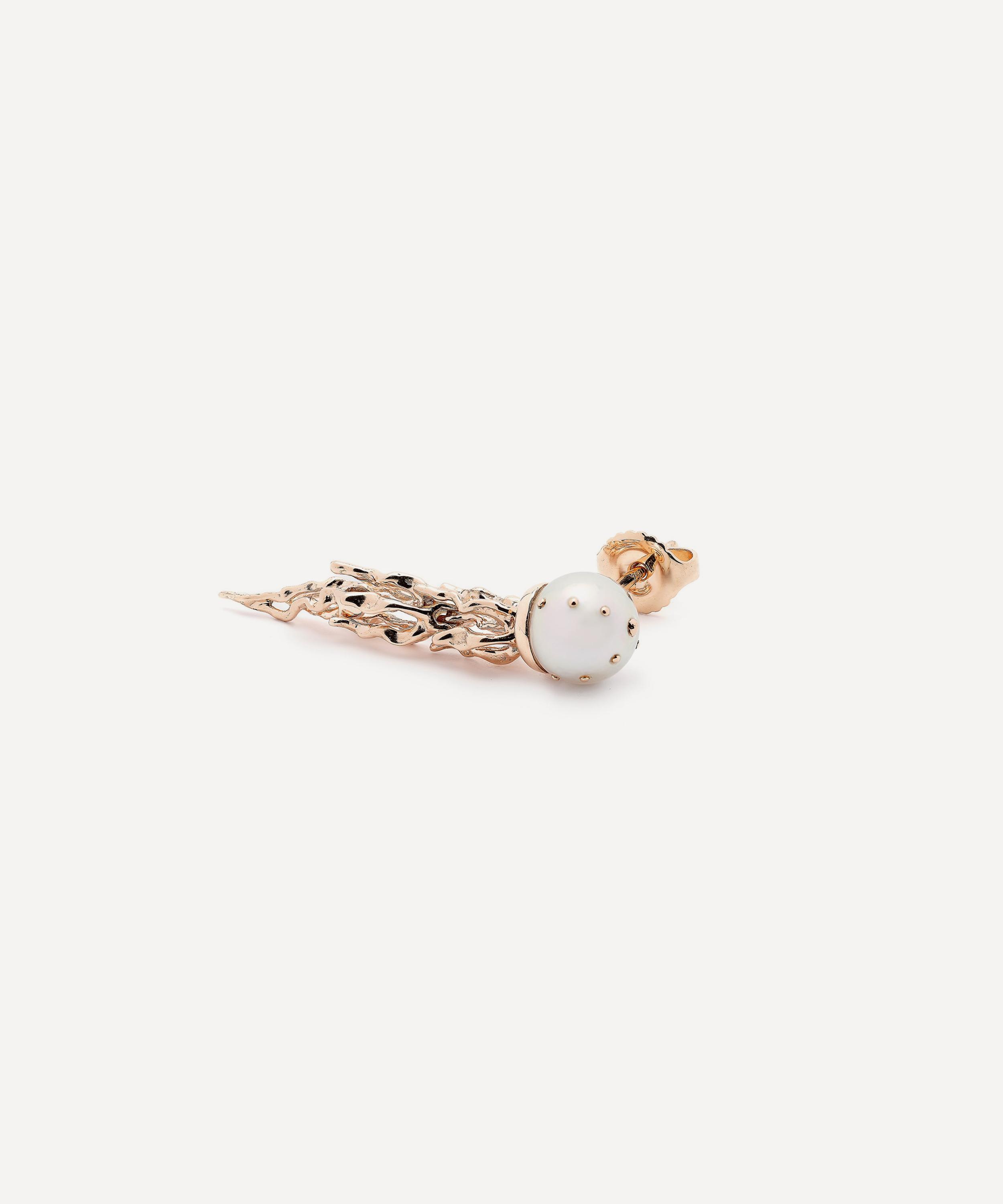 Bibi van der Velden - 18ct Rose Gold Jellyfish White Pearl Drop Earring image number 2