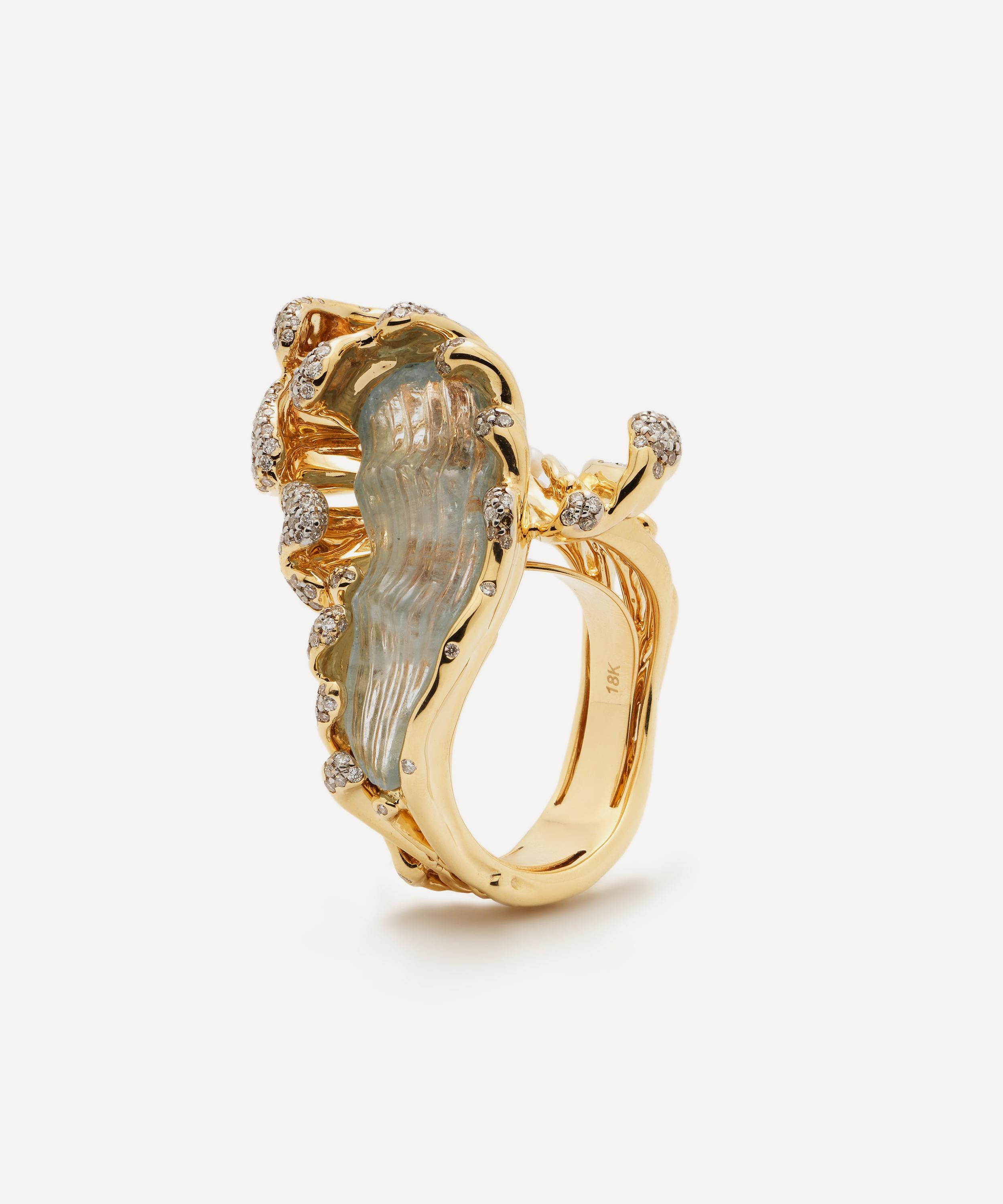 Bibi van der Velden - 18ct Gold Mermaid Wave Ring