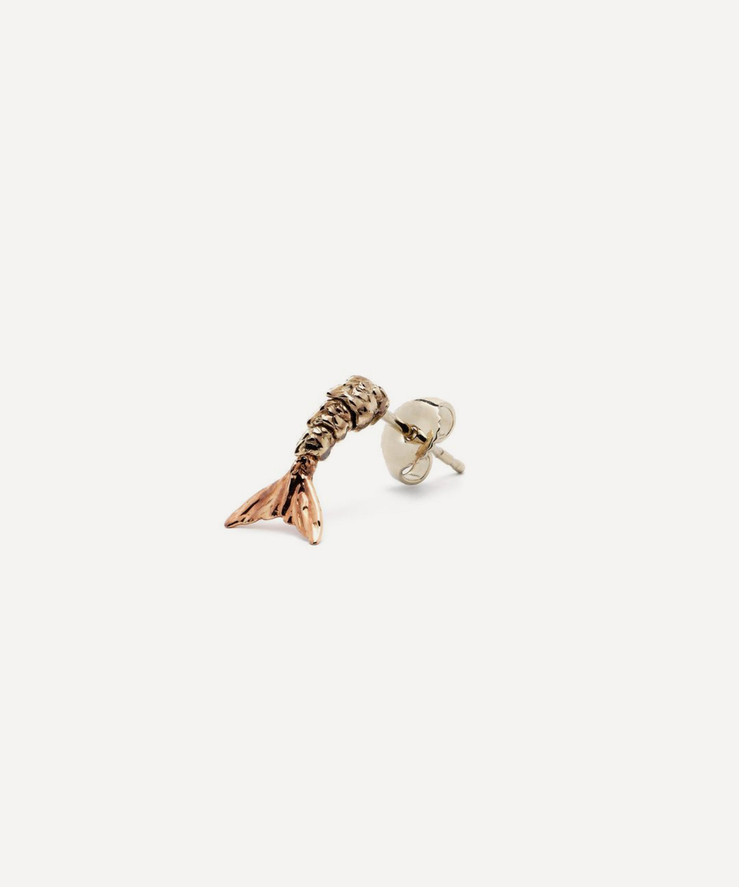 Bibi van der Velden - 18ct Rose Gold Mini Mermaid Tail Stud Earring image number 2